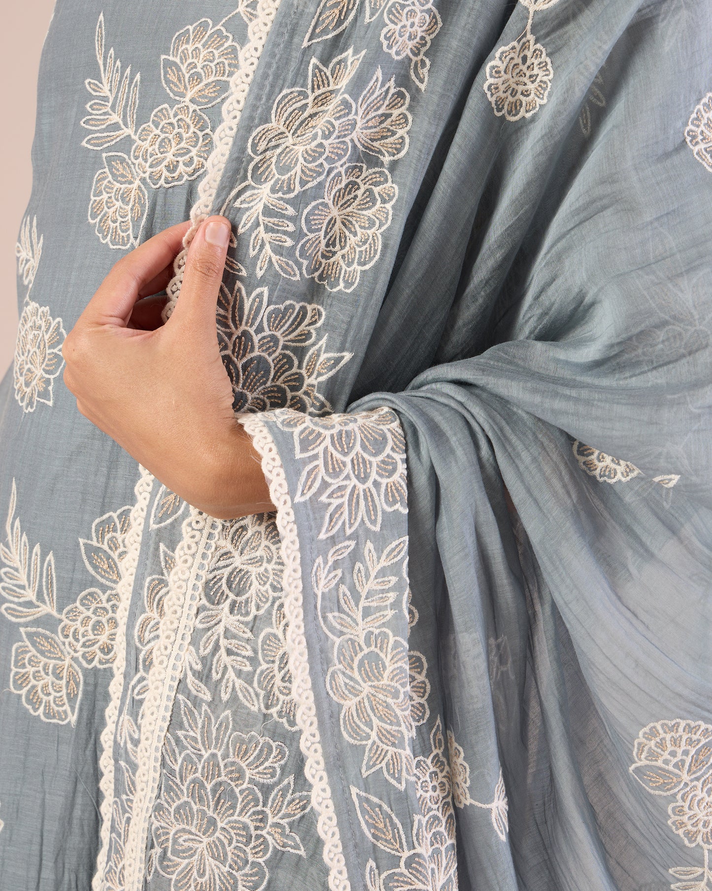 Floral Work Ethnic Set - Overcast Blue