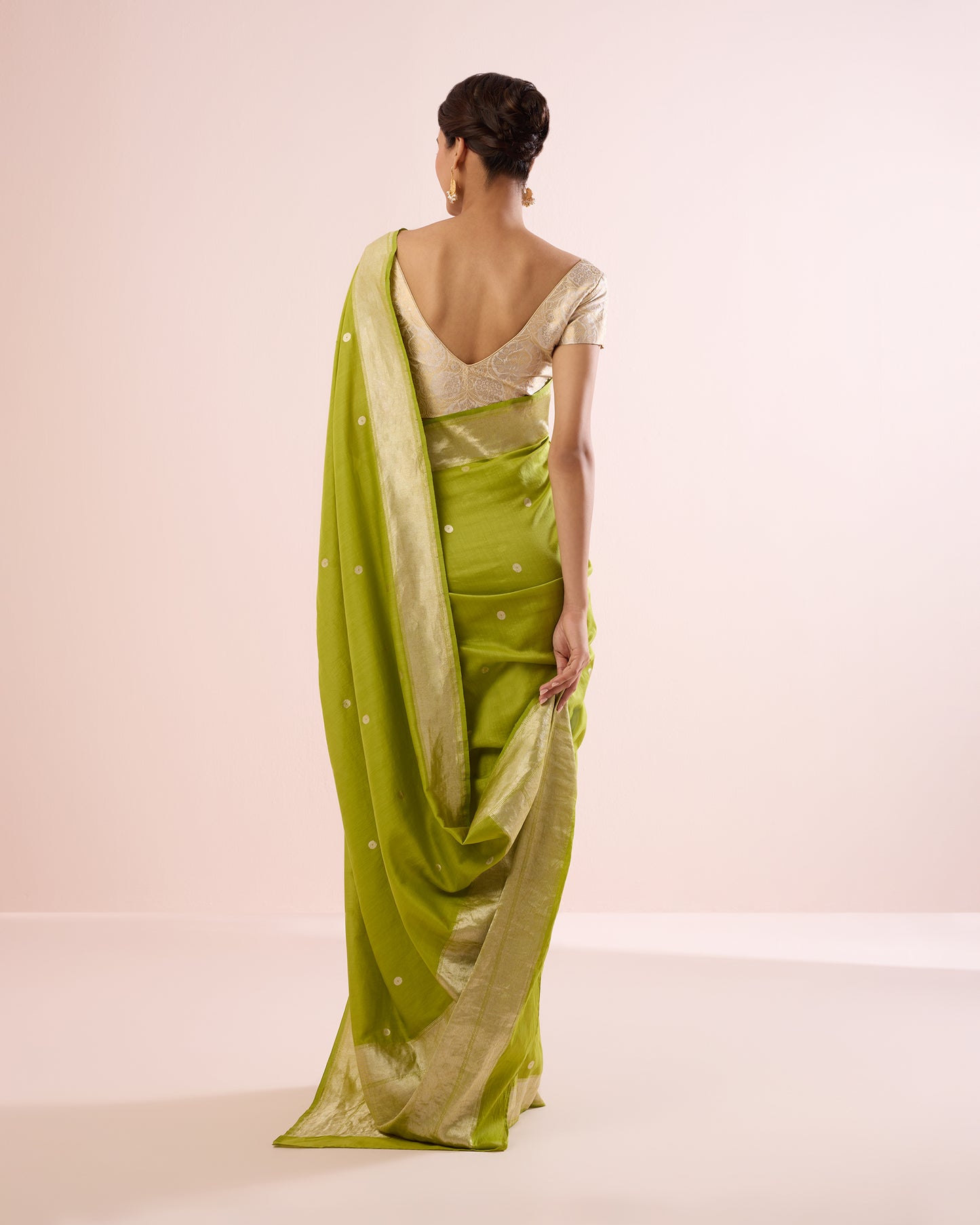 ASHARFI BOOTI SILK VOILE SAREE – LIME & SILVER