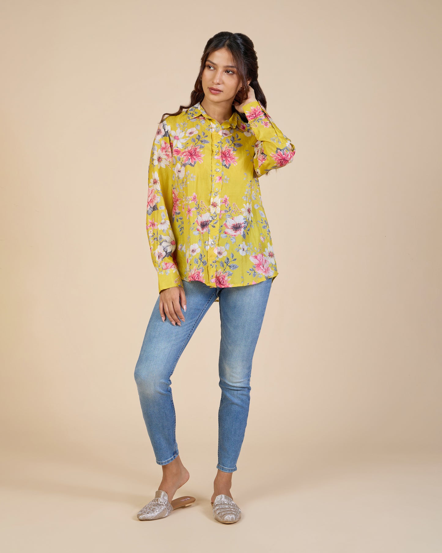 Yellow Wild Flower Silk Shirt – Silk Route Collection