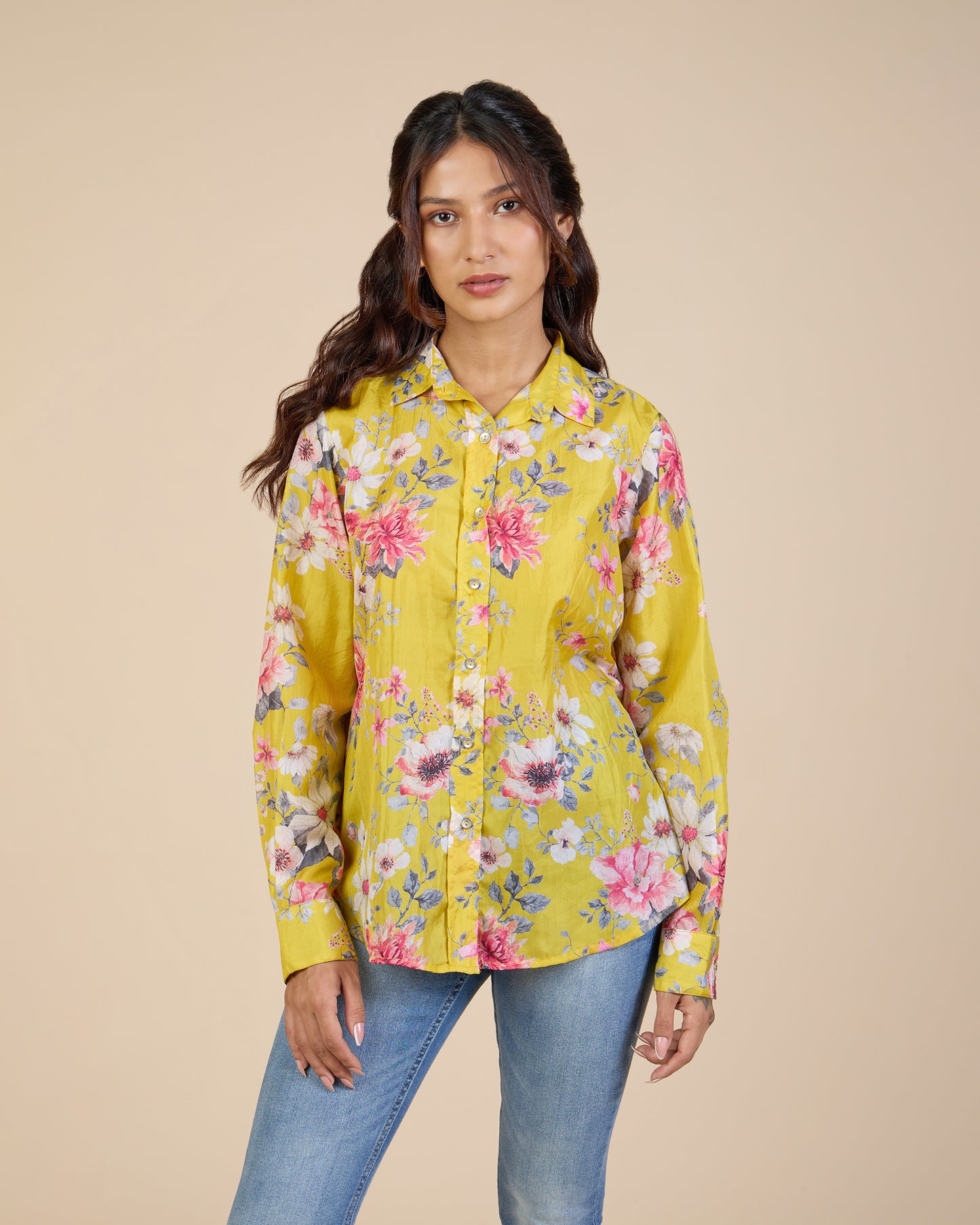 Yellow Wild Flower Silk Shirt – Silk Route Collection