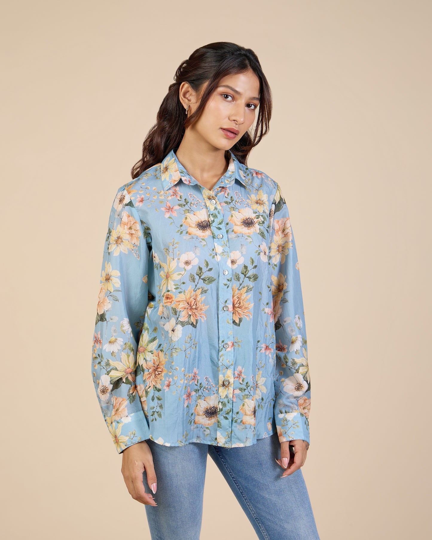 Blue Wild Flower Silk Shirt – Silk Route Collection