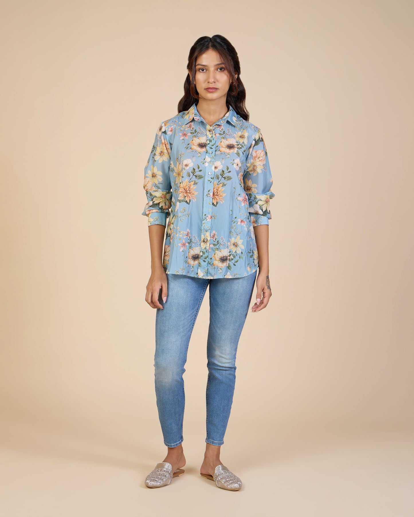 Blue Wild Flower Silk Shirt – Silk Route Collection
