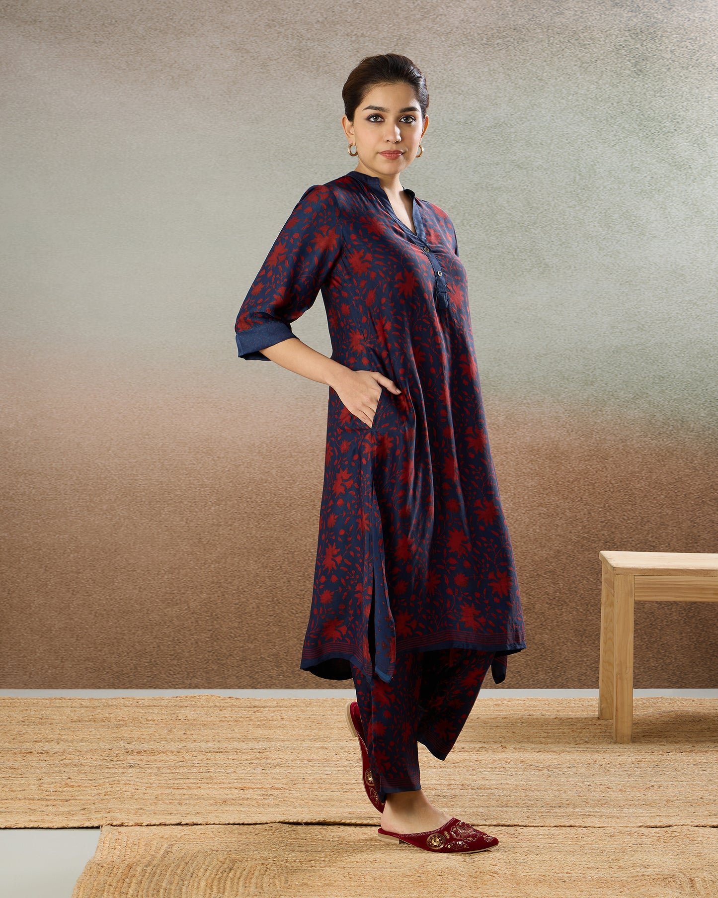Indigo / Red Ajrakh Co-Ord Set - The Spice of Kutch Collection