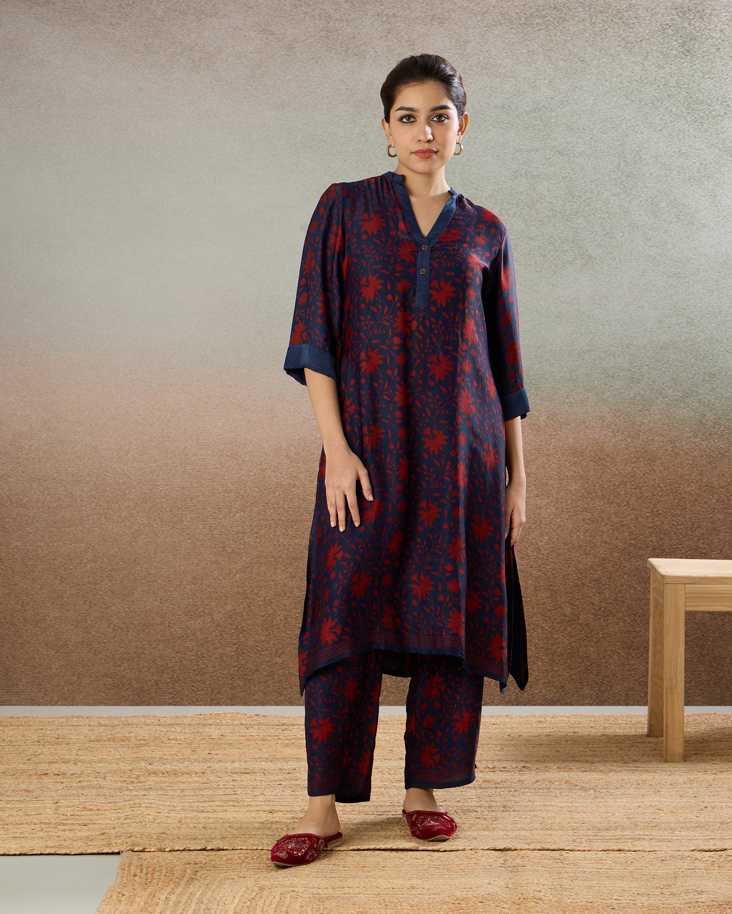 Indigo / Red Ajrakh Co-Ord Set - The Spice of Kutch Collection