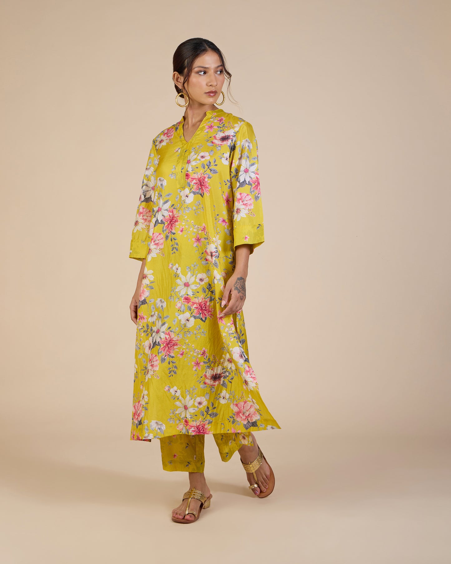 Yellow Wildflower Co-Ord Set – Silk Route Collection