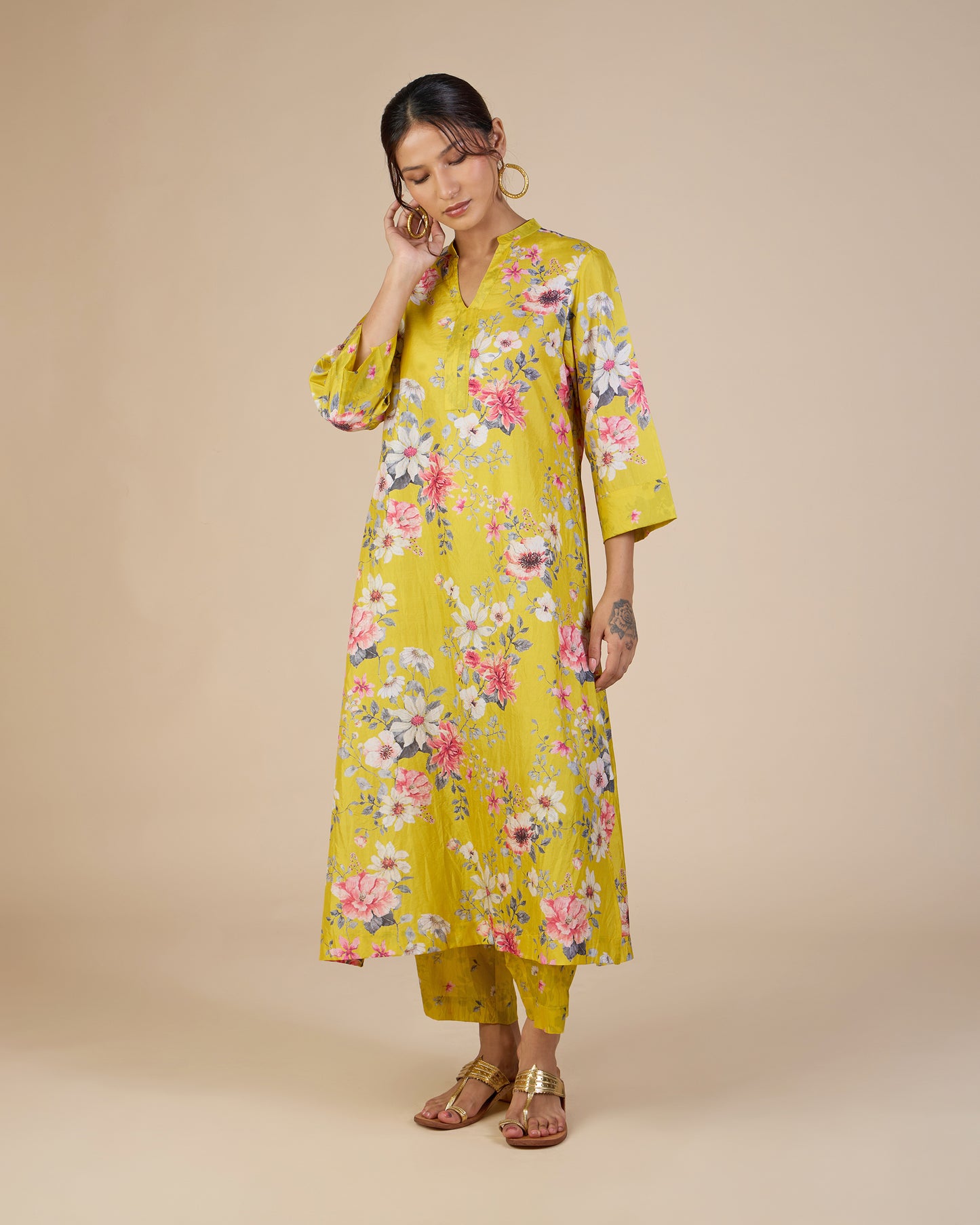 Yellow Wildflower Co-Ord Set – Silk Route Collection