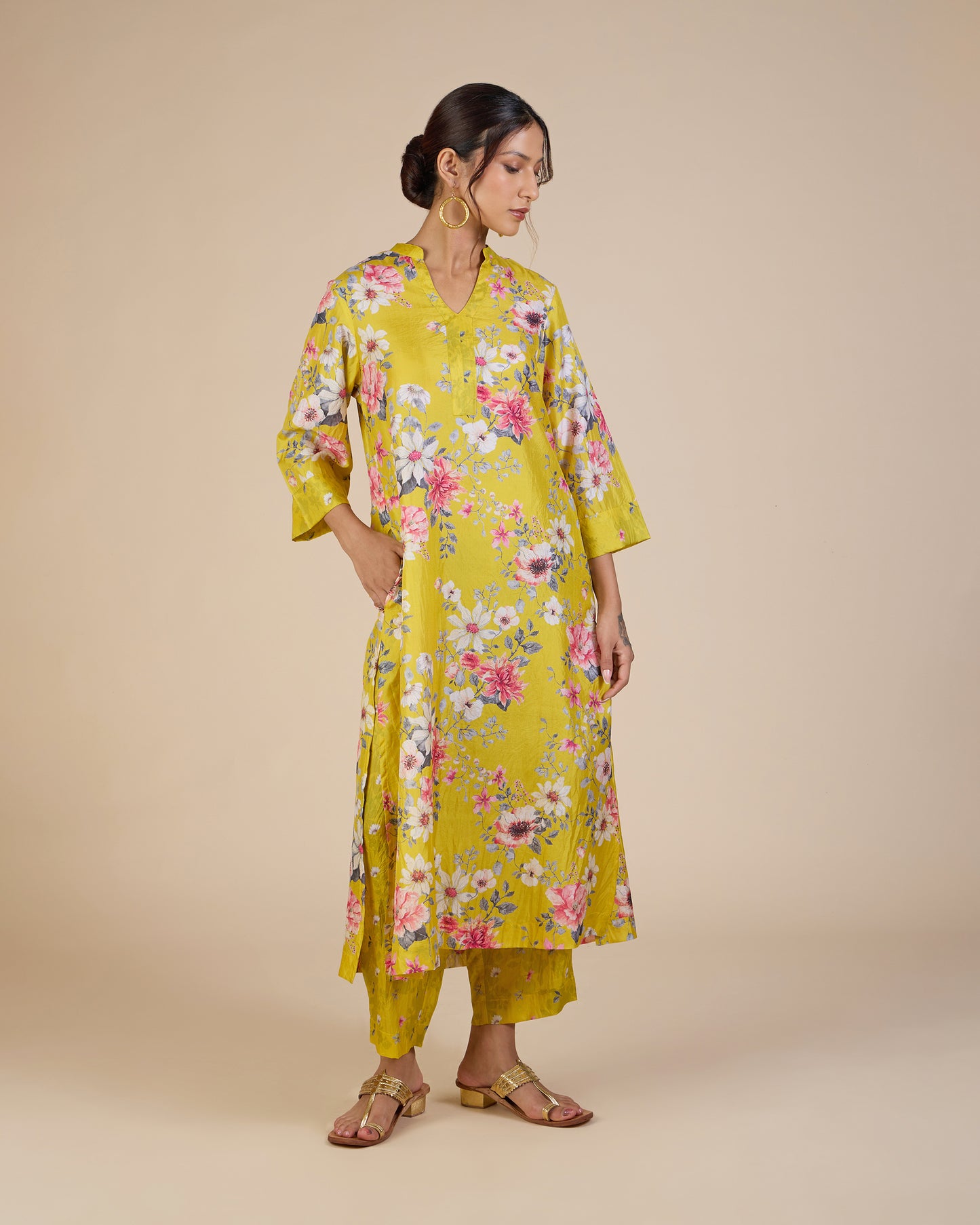 Yellow Wildflower Co-Ord Set – Silk Route Collection