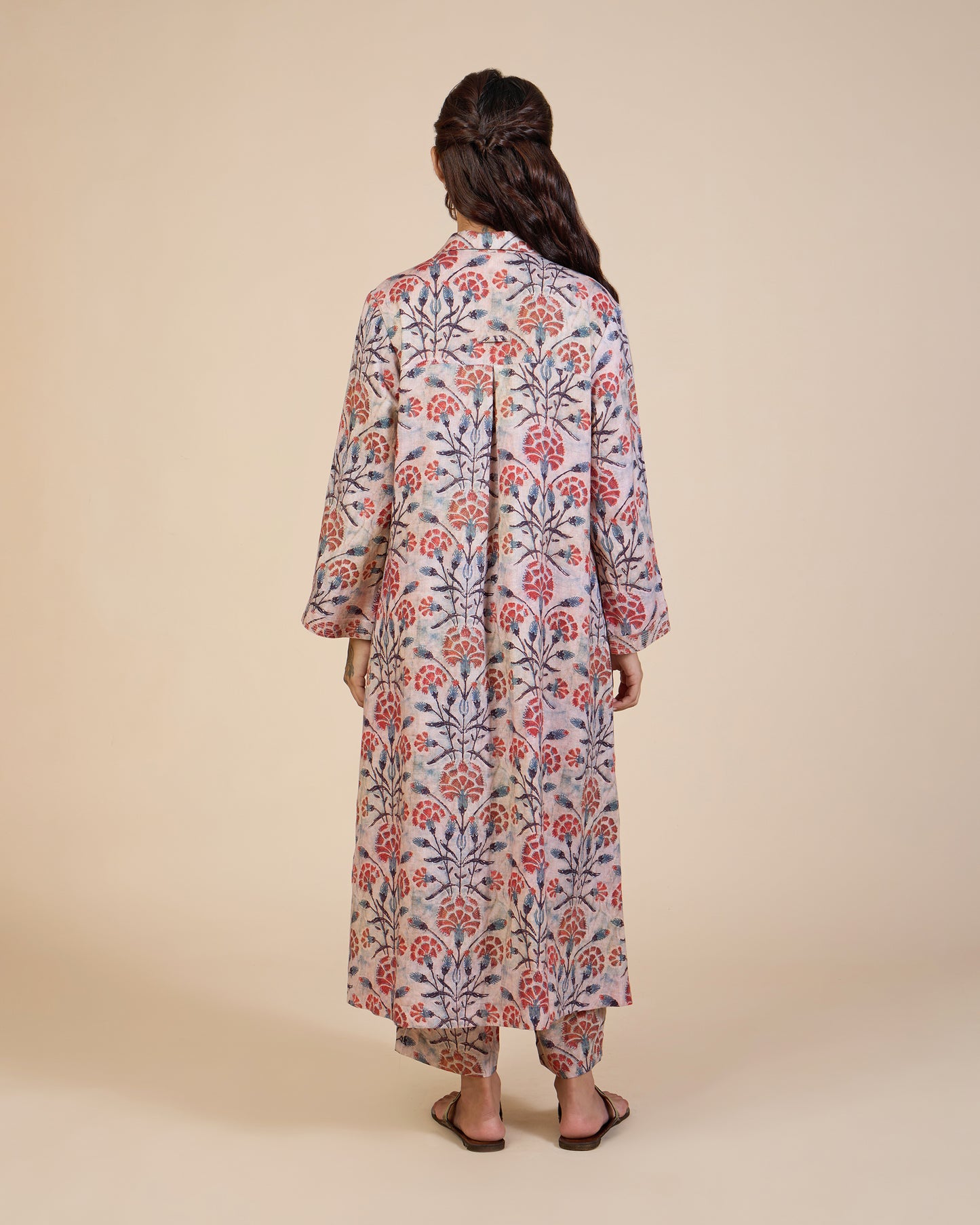 Red & Beige Vintage Buds Co-Ord Set - Lush Linens Collection