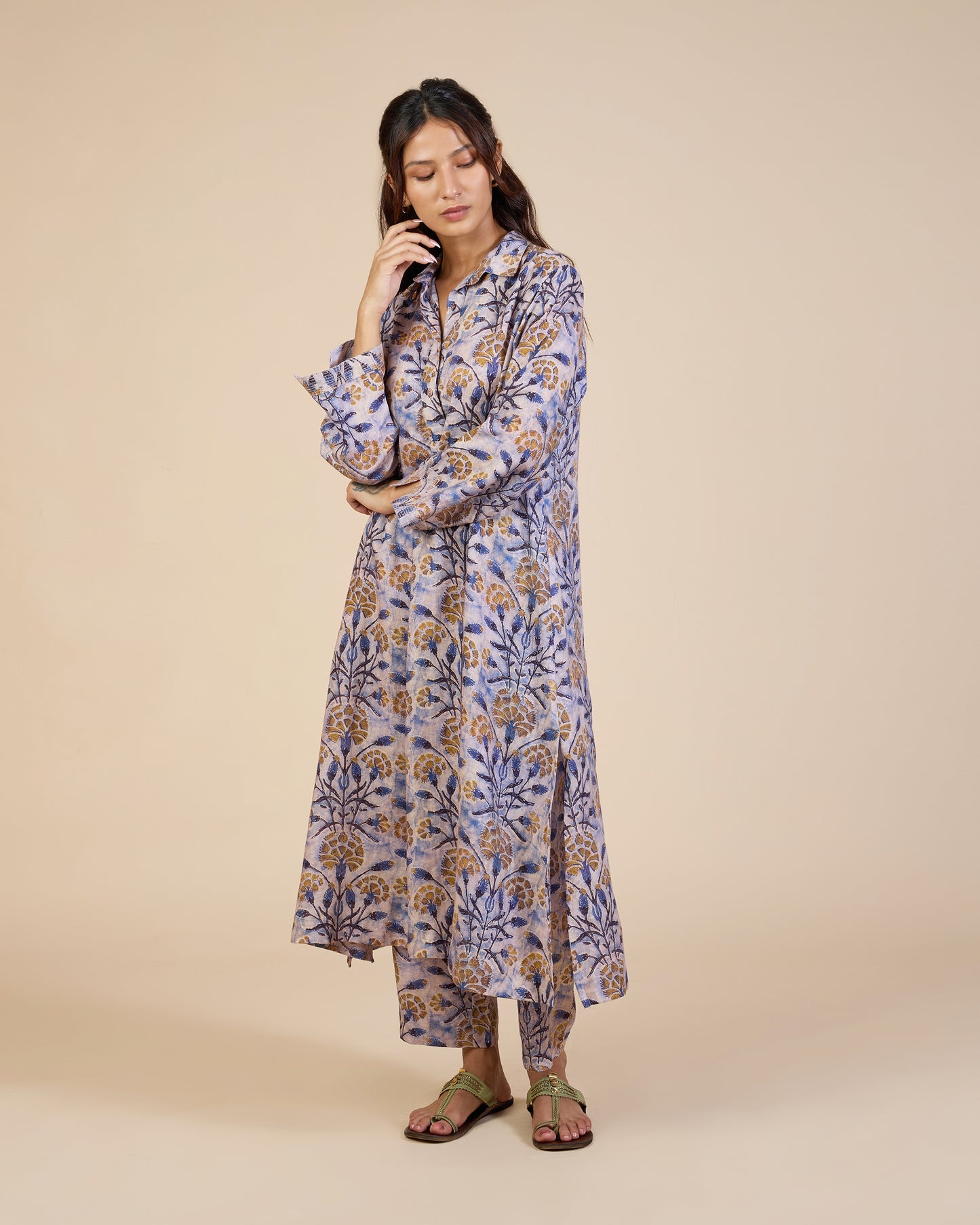 Mauve & Beige Vintage Buds Co-Ord Set – Lush Linens Collection