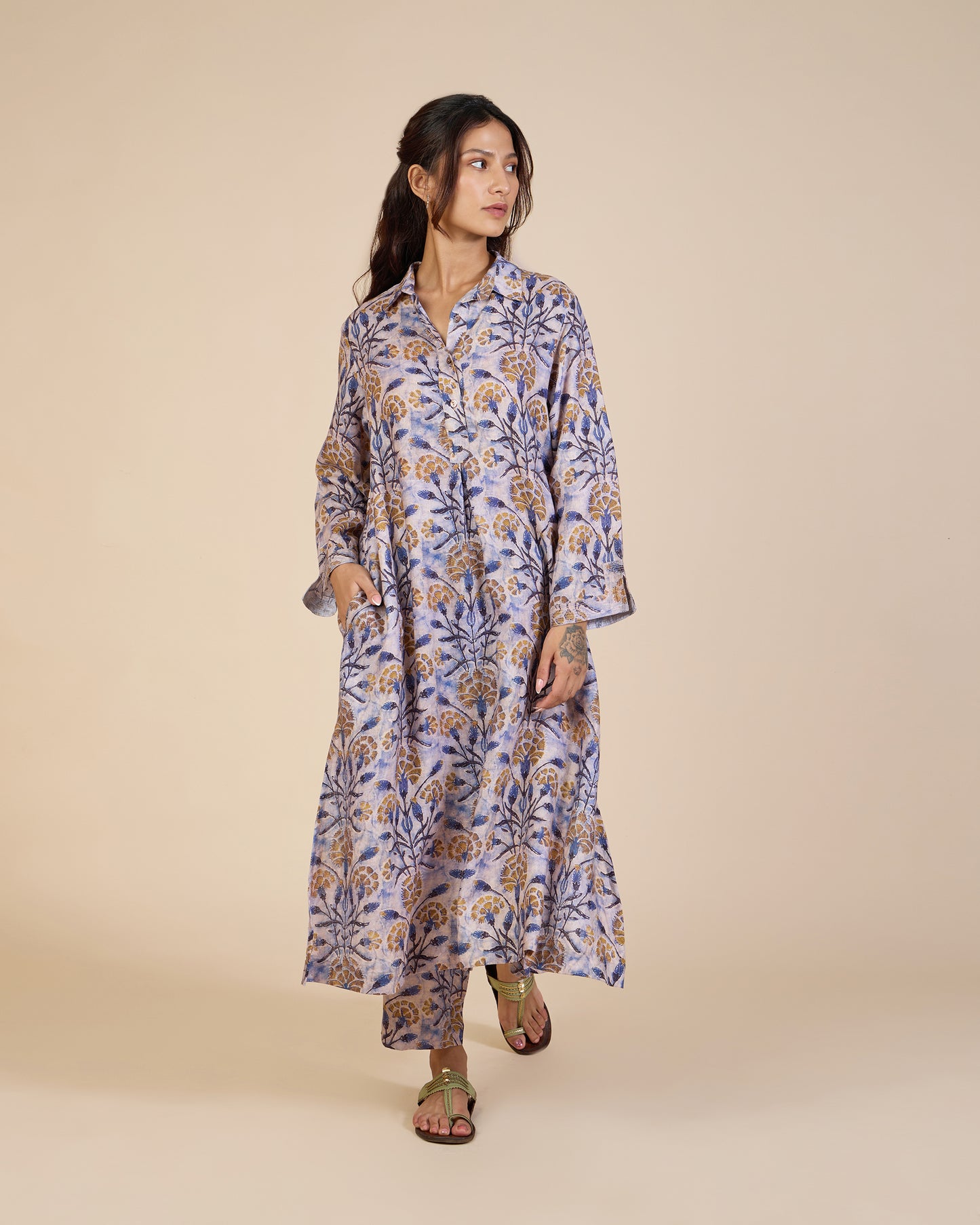 Mauve & Beige Vintage Buds Co-Ord Set – Lush Linens Collection