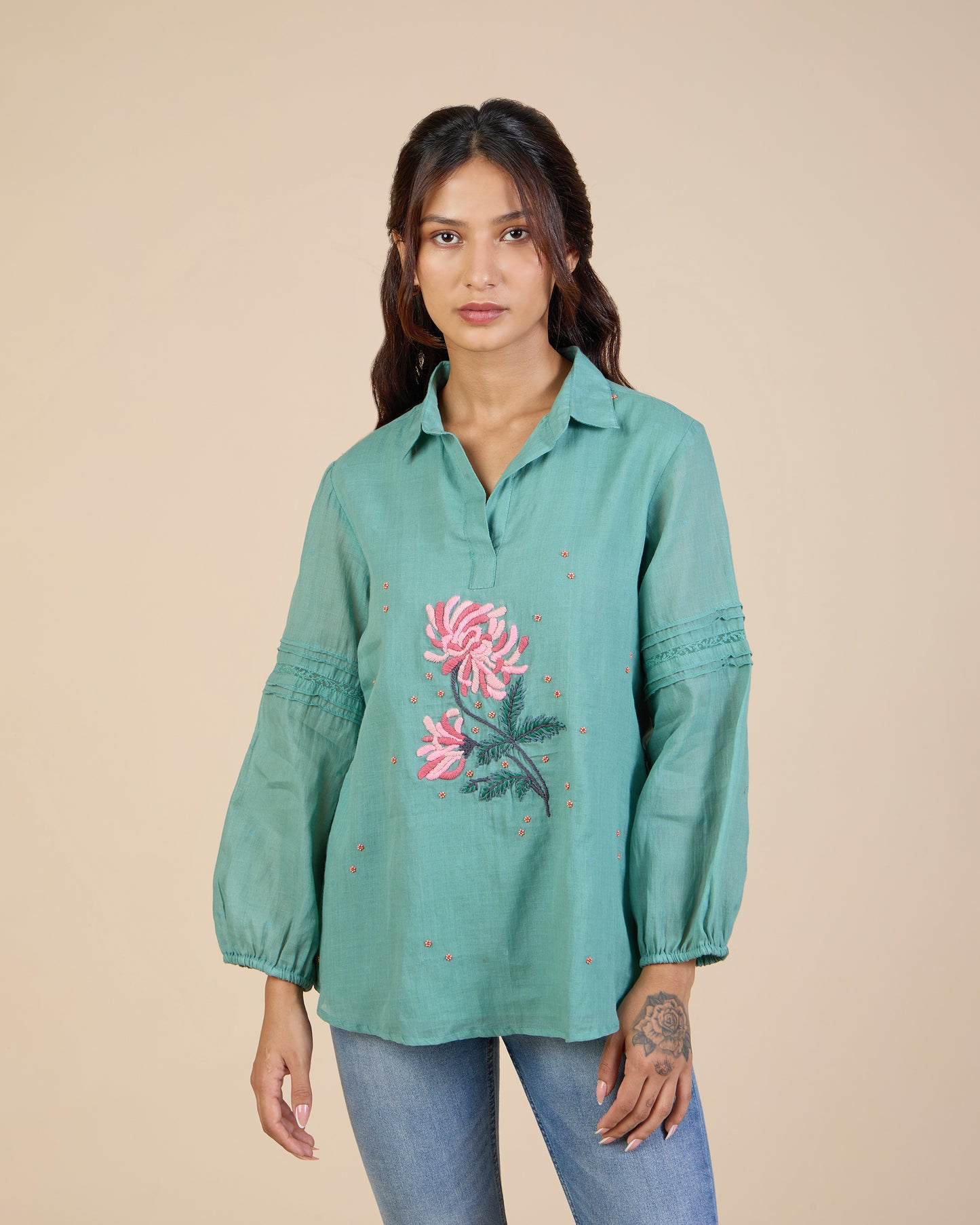 Embroidered Green Shirt – Heidi of the Hills Collection