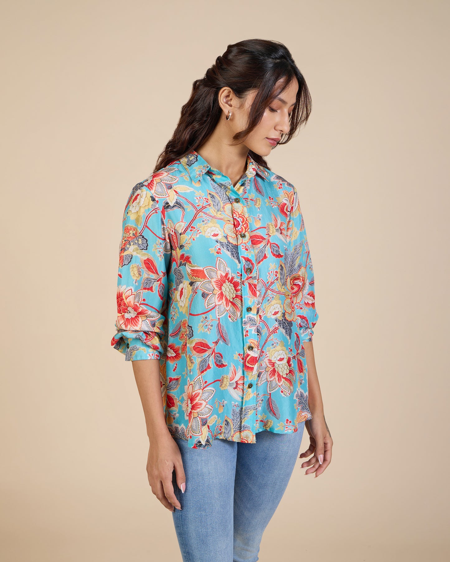 Turq & Red Carnation Shirt – Silk Route Collection