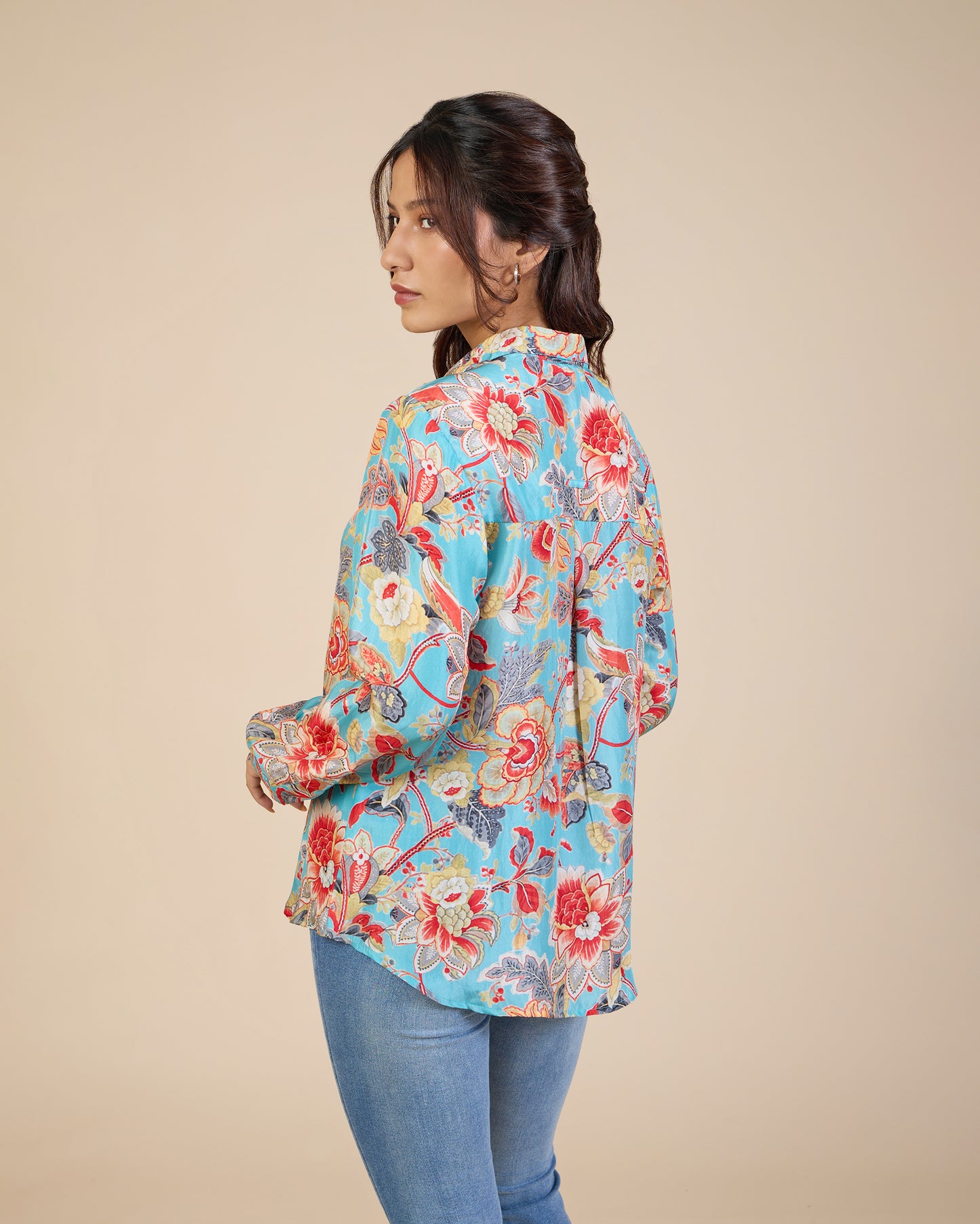 Turq & Red Carnation Shirt – Silk Route Collection