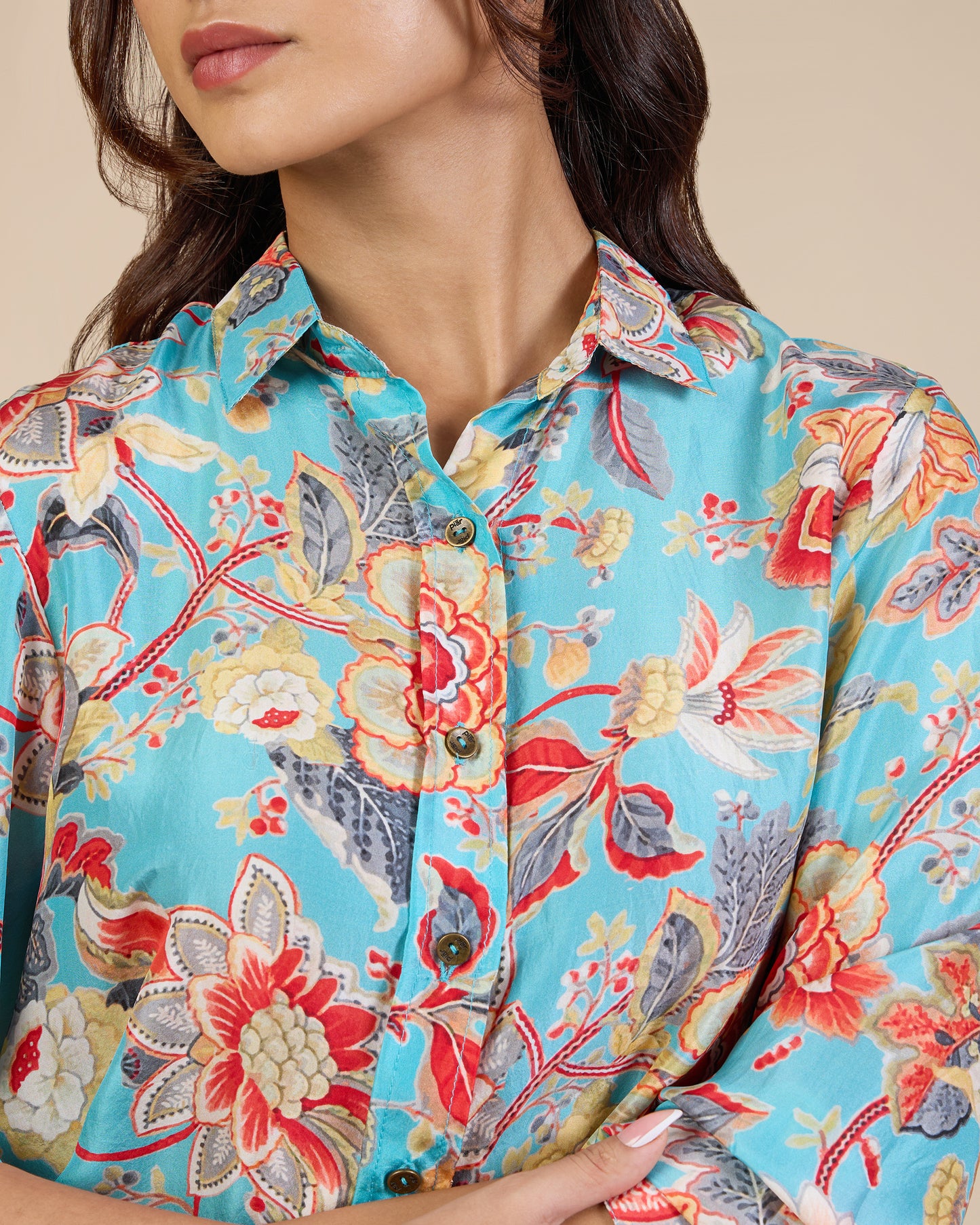 Turq & Red Carnation Shirt – Silk Route Collection