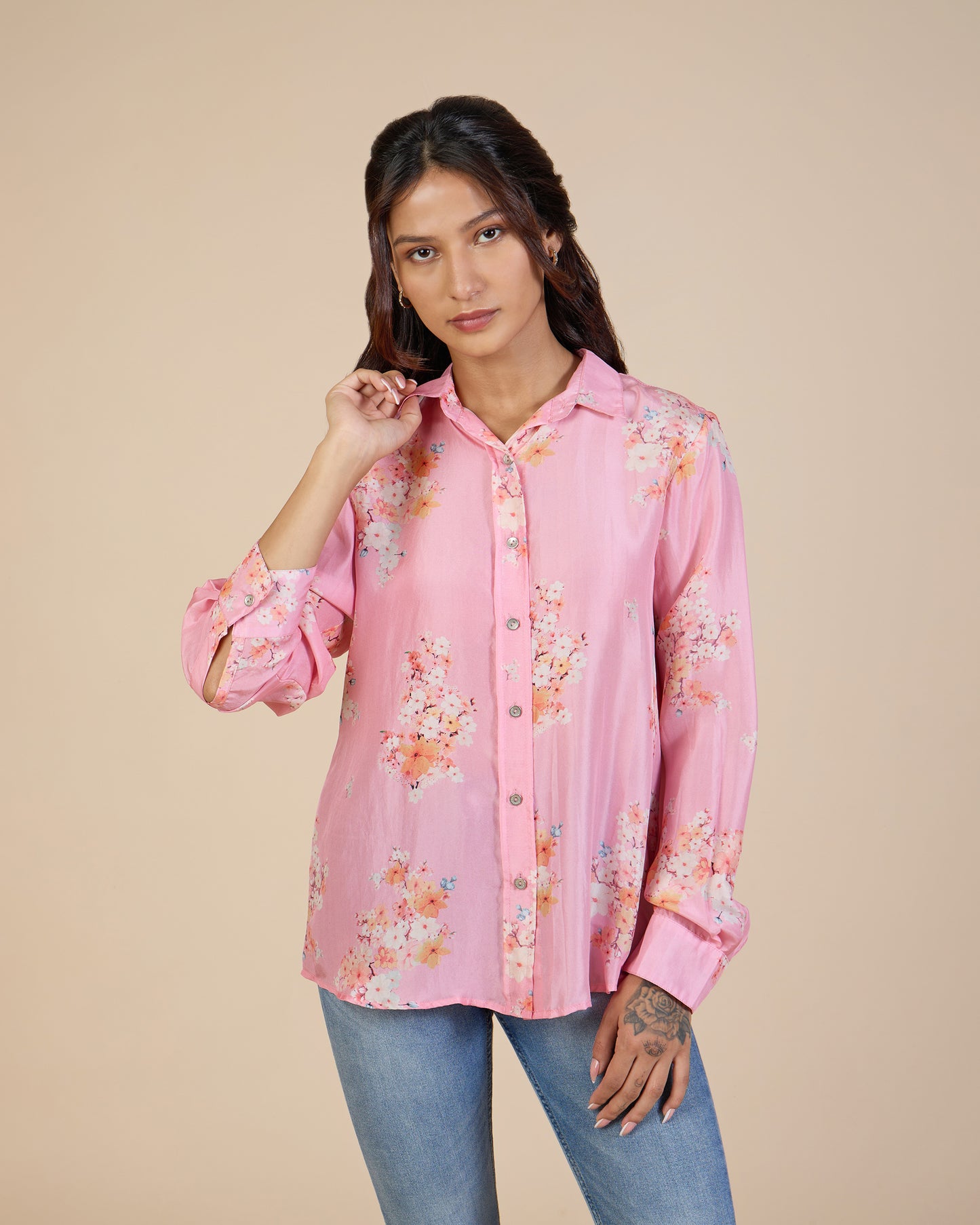 Pink Cherry Blossom Silk Shirt – Silk Route Collection