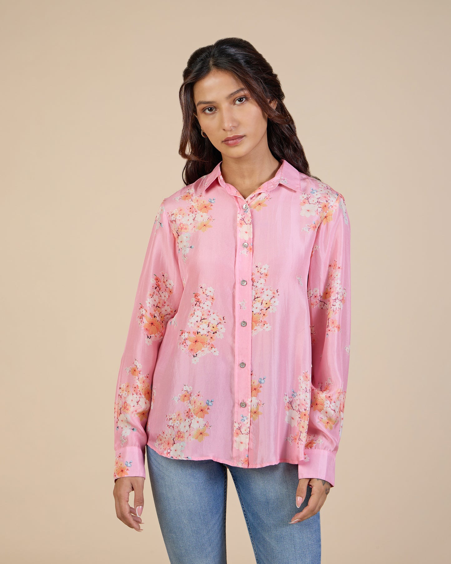 Pink Cherry Blossom Silk Shirt – Silk Route Collection