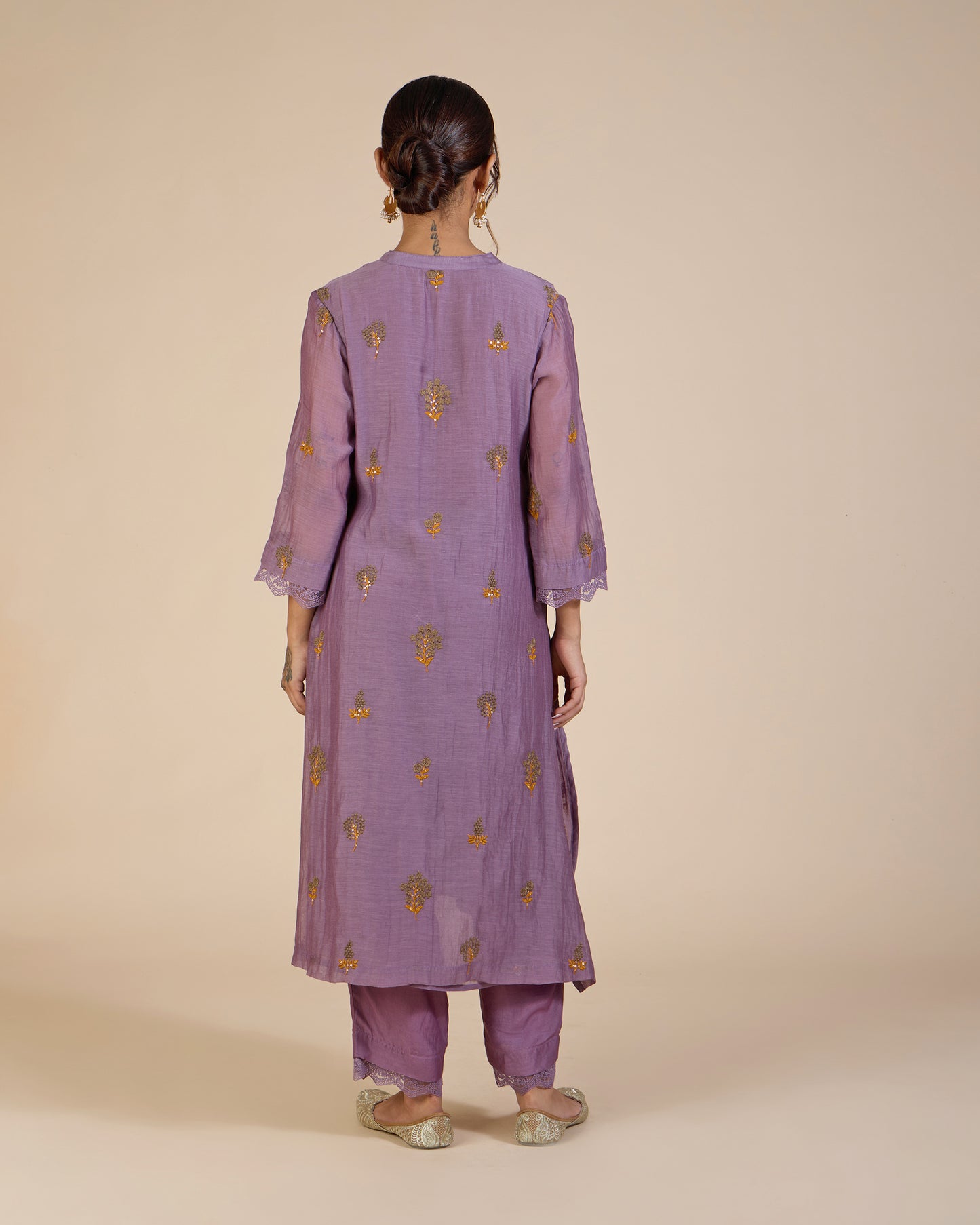 Mauve & Haldi Yellow Embroidered Set – Heidi of the Hills Collection
