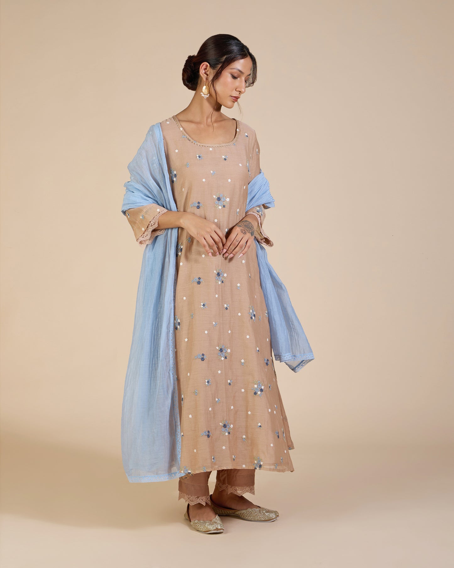Beige & Blue Embroidered Set – Heidi of the Hills Collection