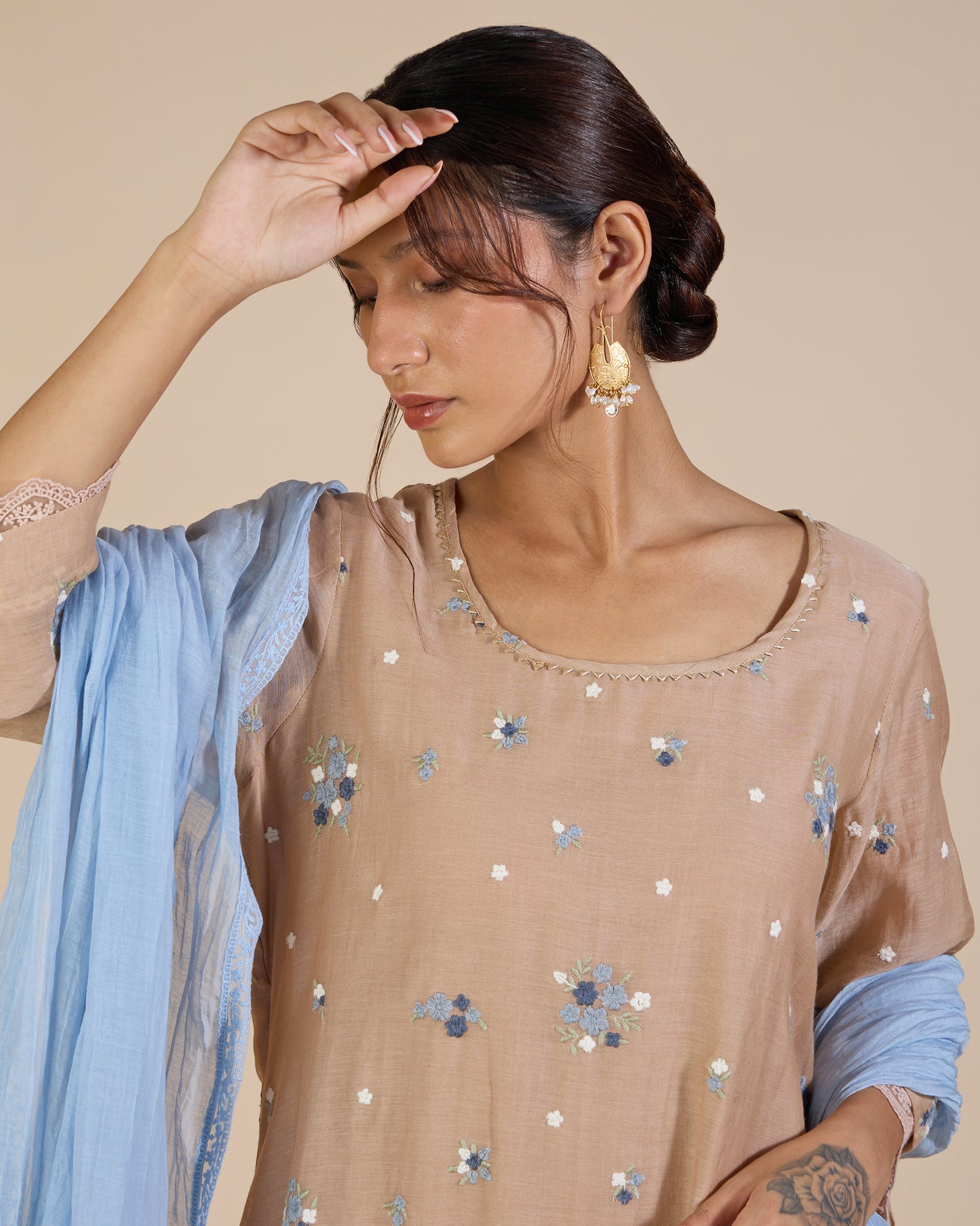 Beige & Blue Embroidered Set – Heidi of the Hills Collection