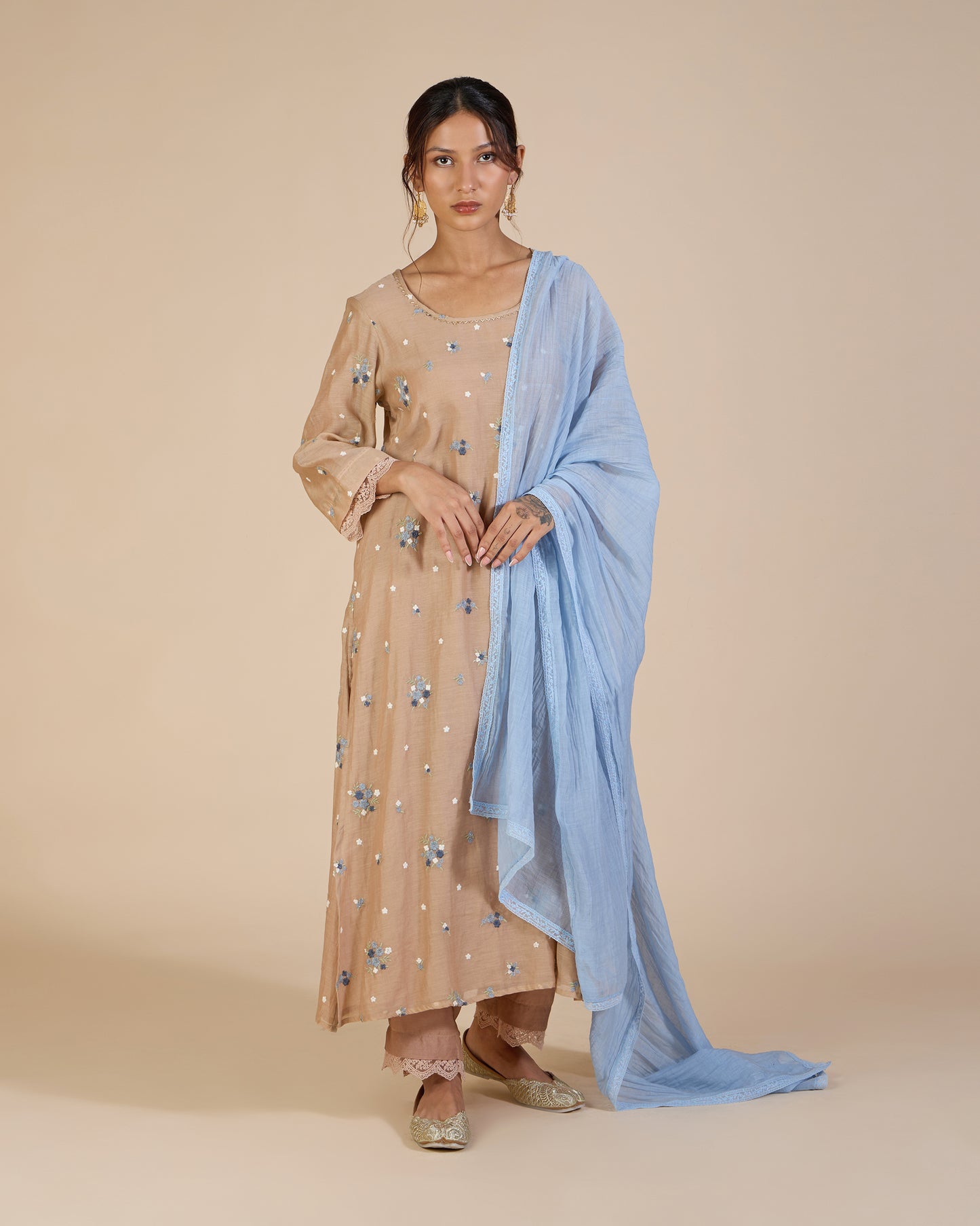 Beige & Blue Embroidered Set – Heidi of the Hills Collection