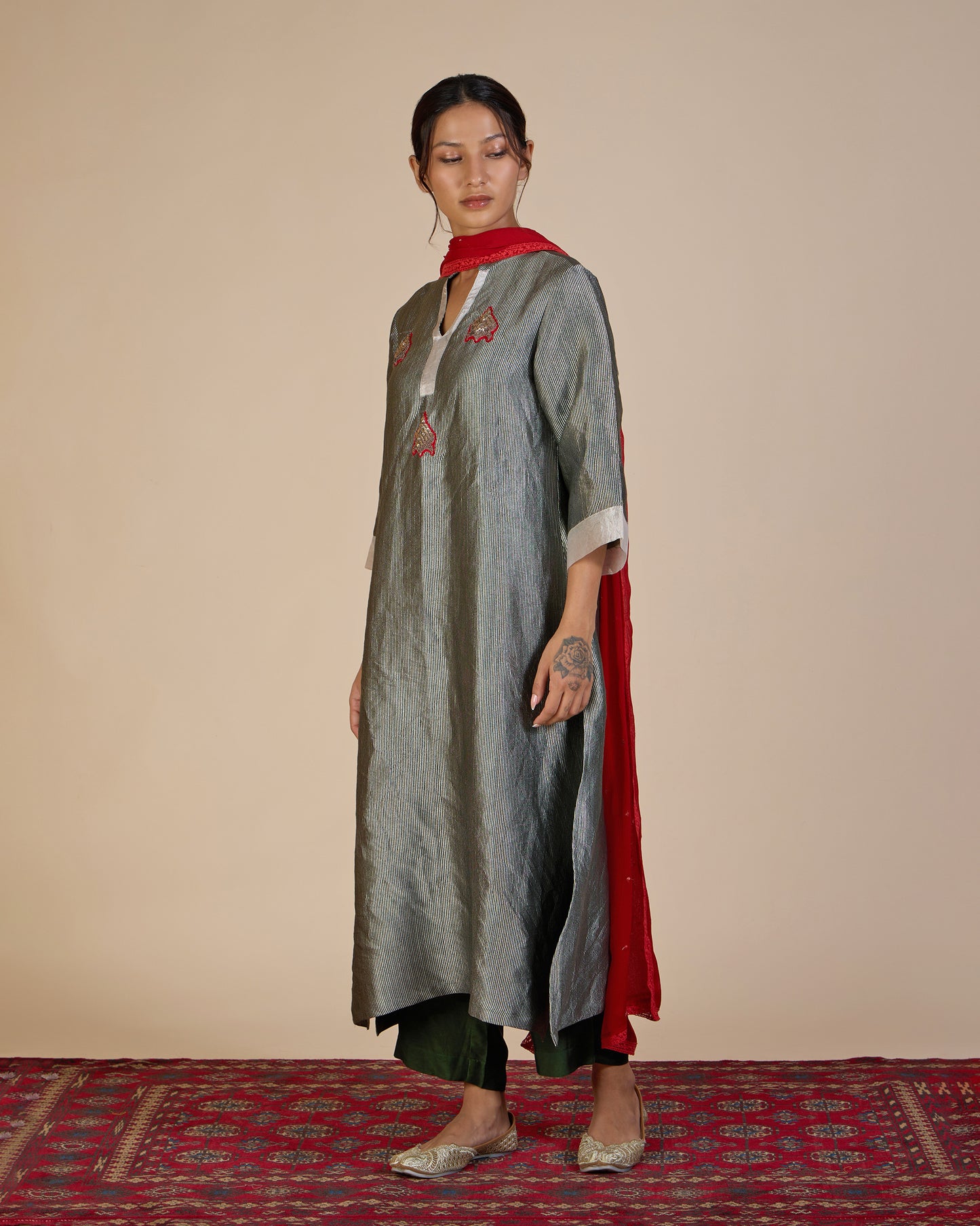 Forest Green & Red Tissue Stripe Set – Venus Rising Collection