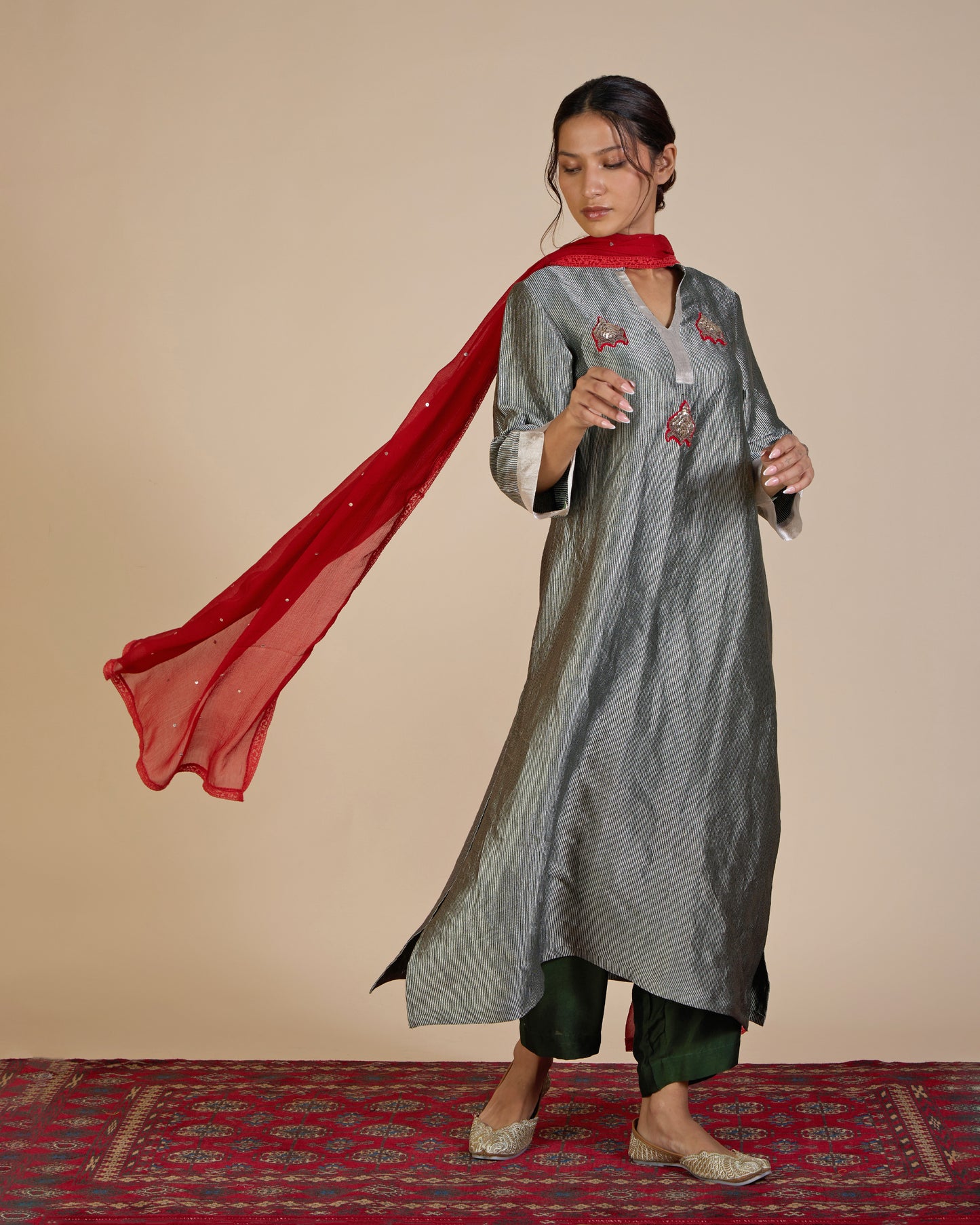 Forest Green & Red Tissue Stripe Set – Venus Rising Collection