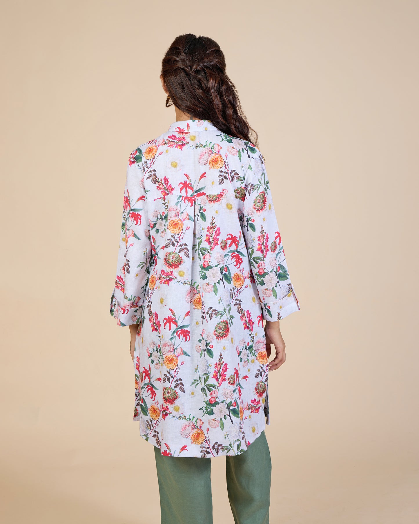 White Dense Floral Tunic – Lush Linens Collection