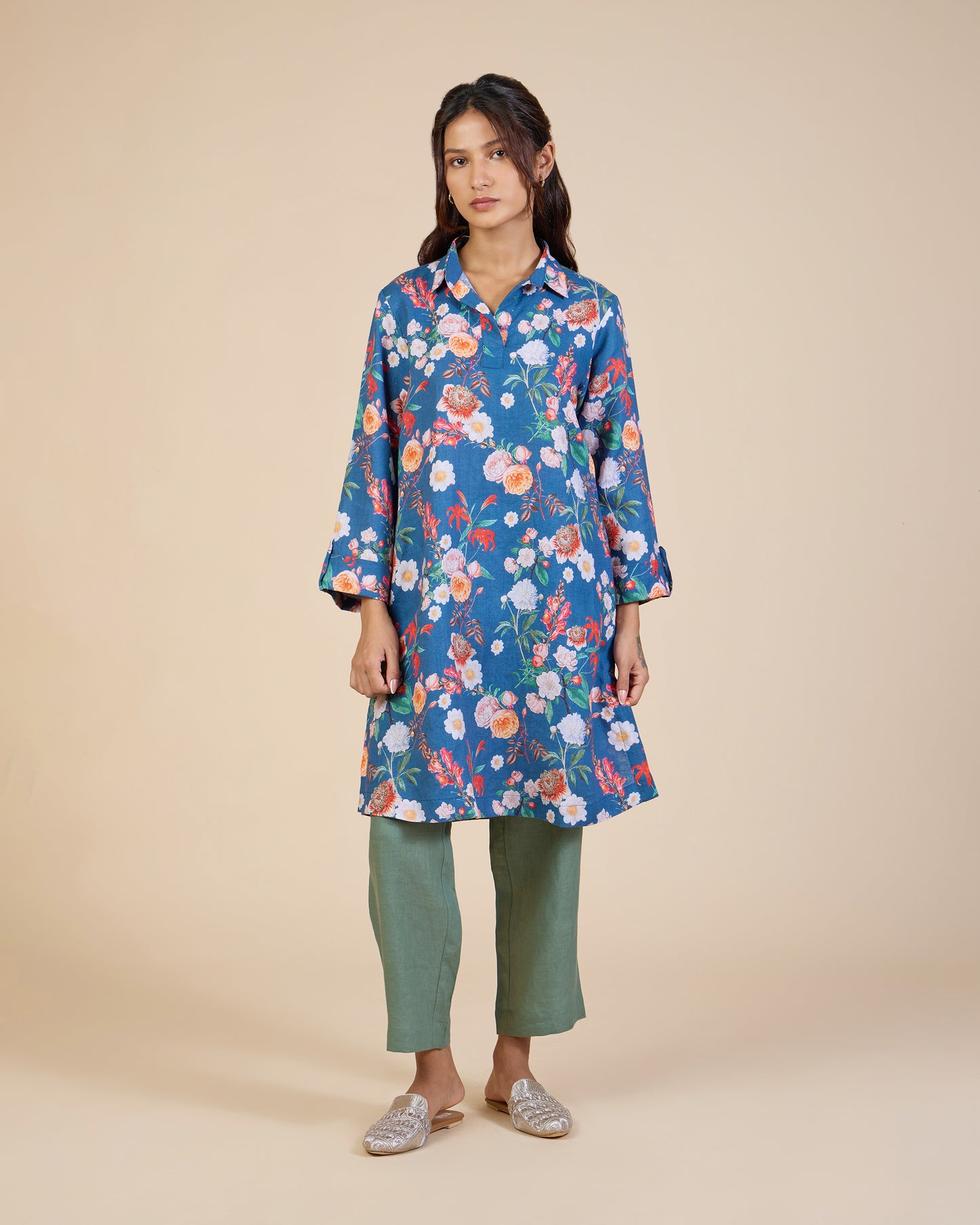 Blue Dense Floral Tunic – Lush Linens Collection