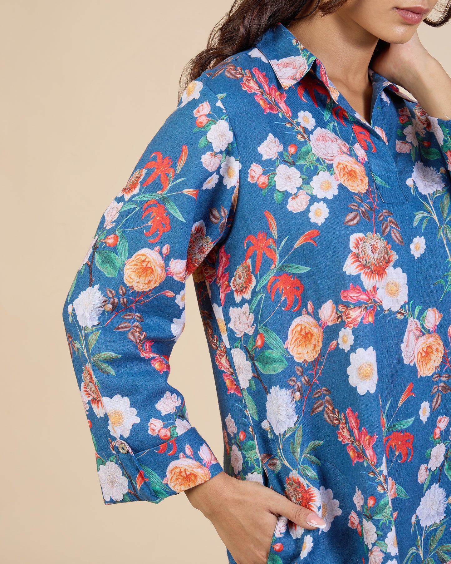 Blue Dense Floral Tunic – Lush Linens Collection