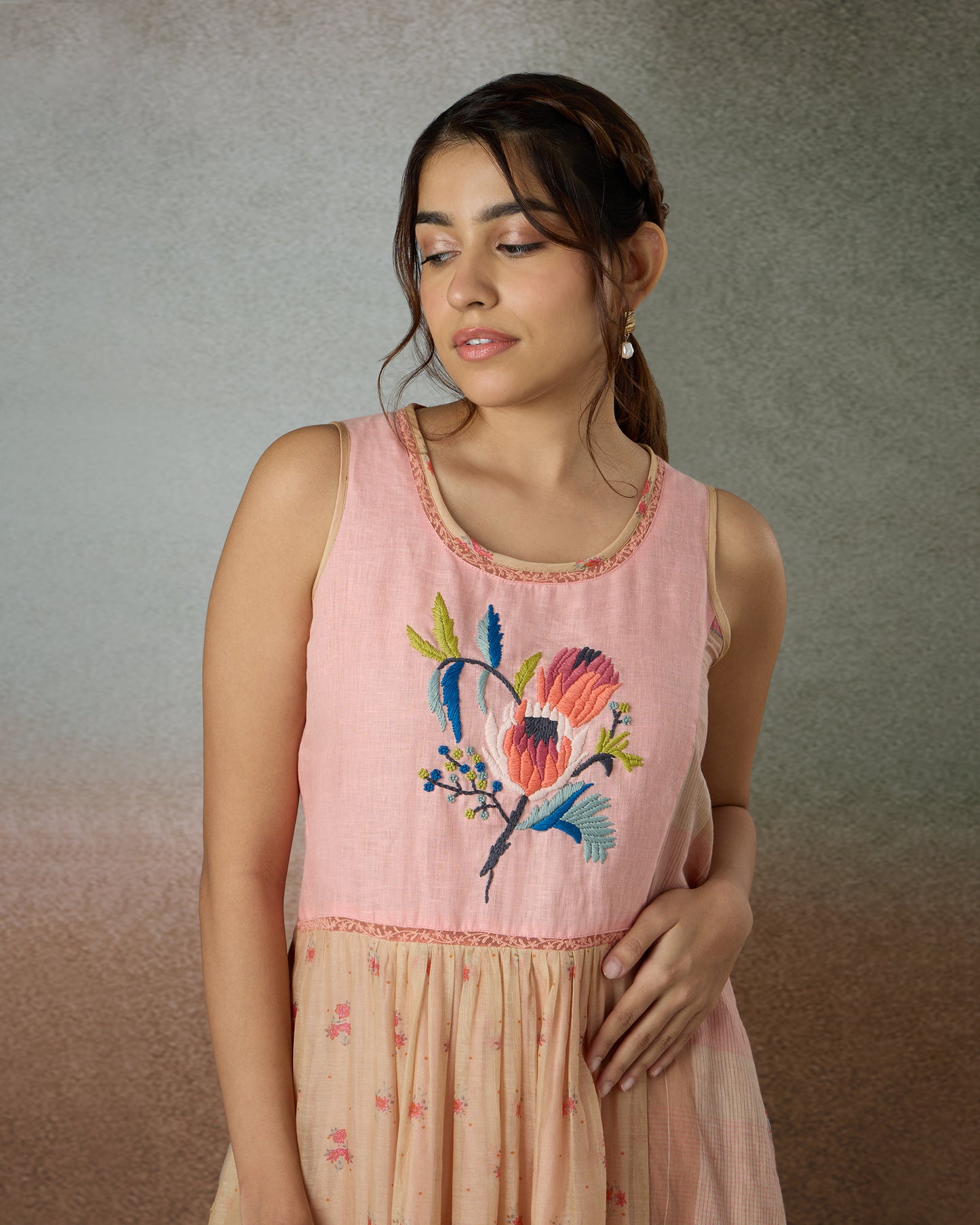 Shades of Coral Patchwork Dress - Heidi of the Hills Collection