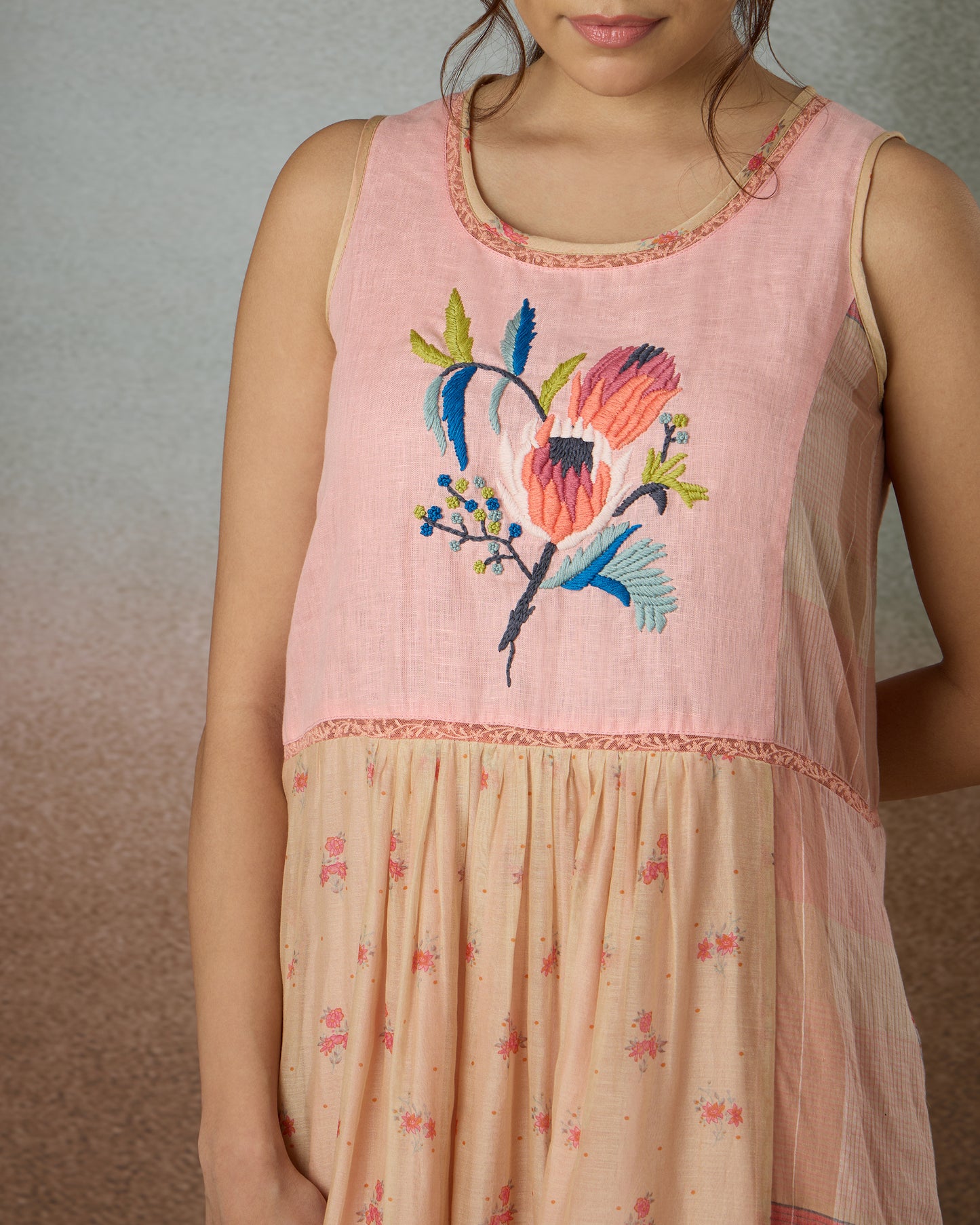 Shades of Coral Patchwork Dress - Heidi of the Hills Collection