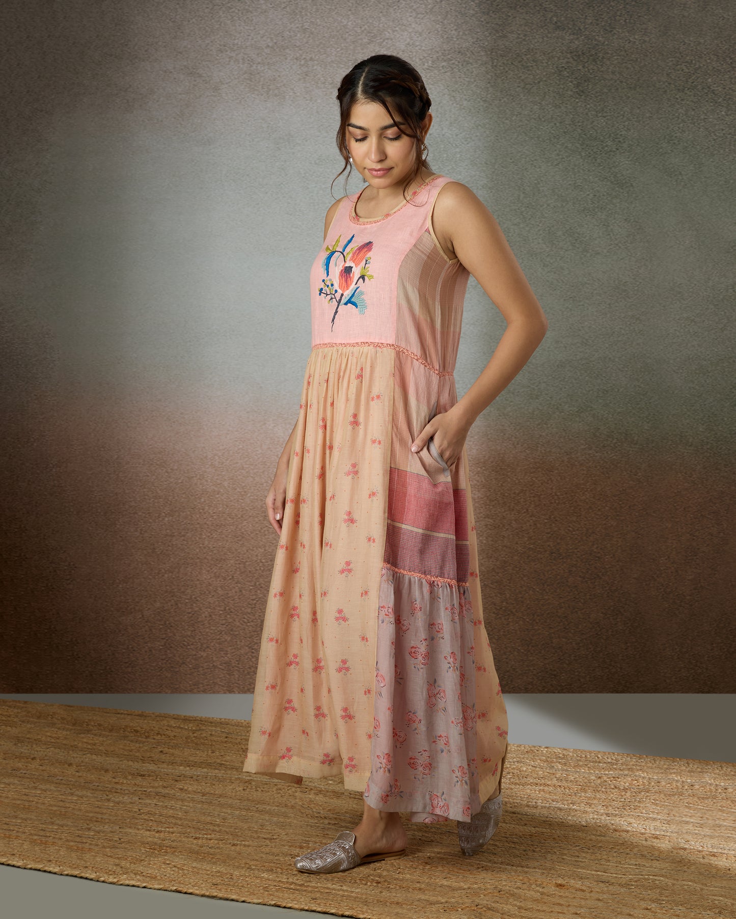 Shades of Coral Patchwork Dress - Heidi of the Hills Collection