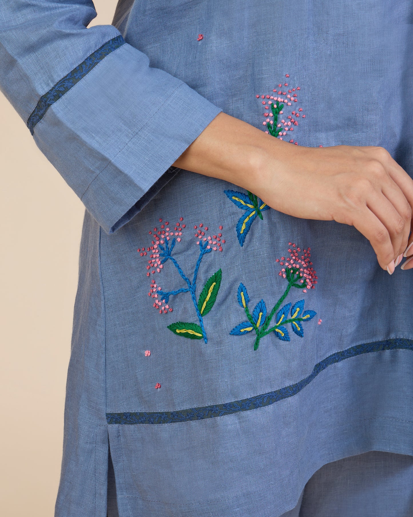 Embroidered Blue Co-Ord Set – Heidi of the Hills Collection