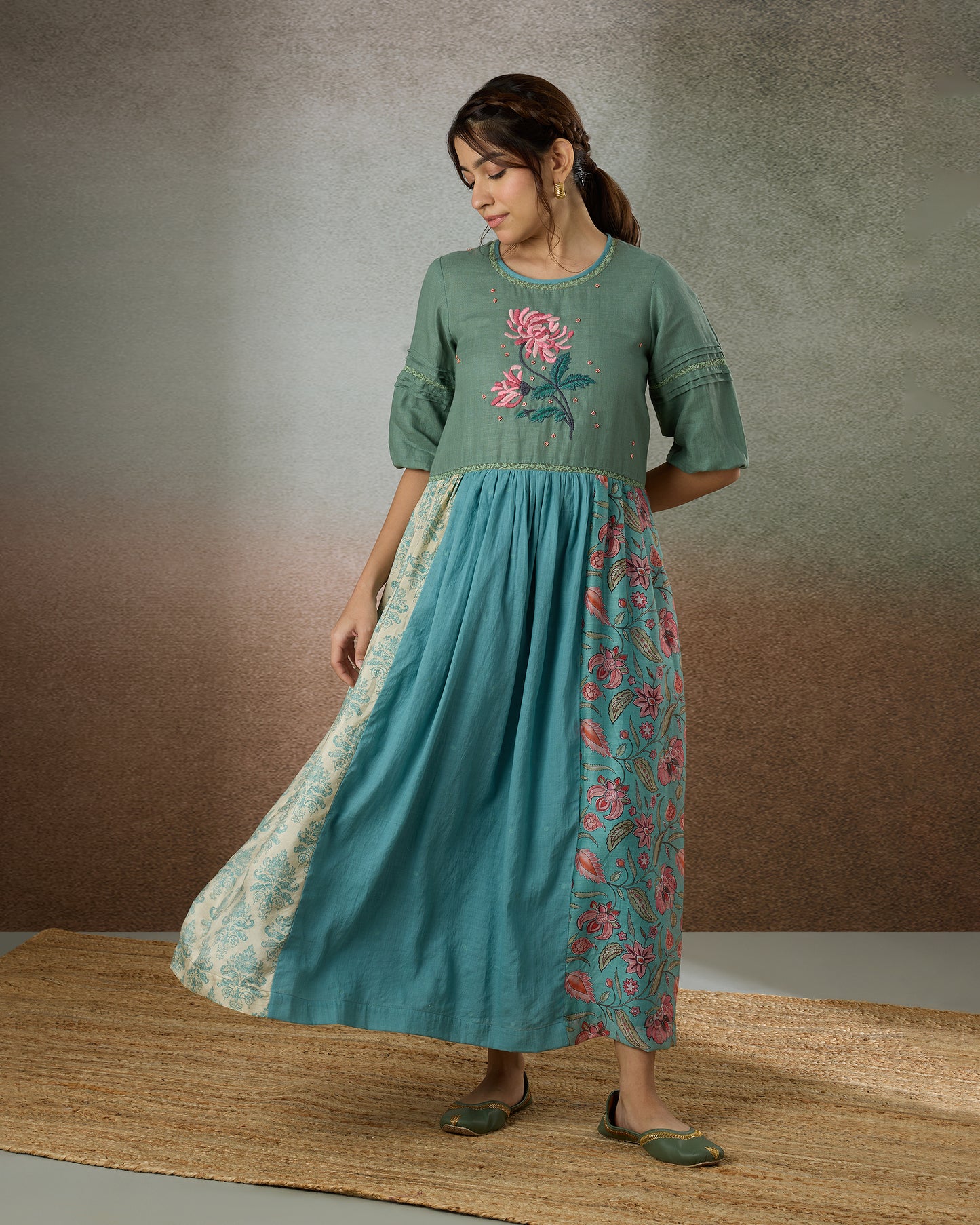 Shades of Fern Patchwork Dress - Heidi of the Hills Collection