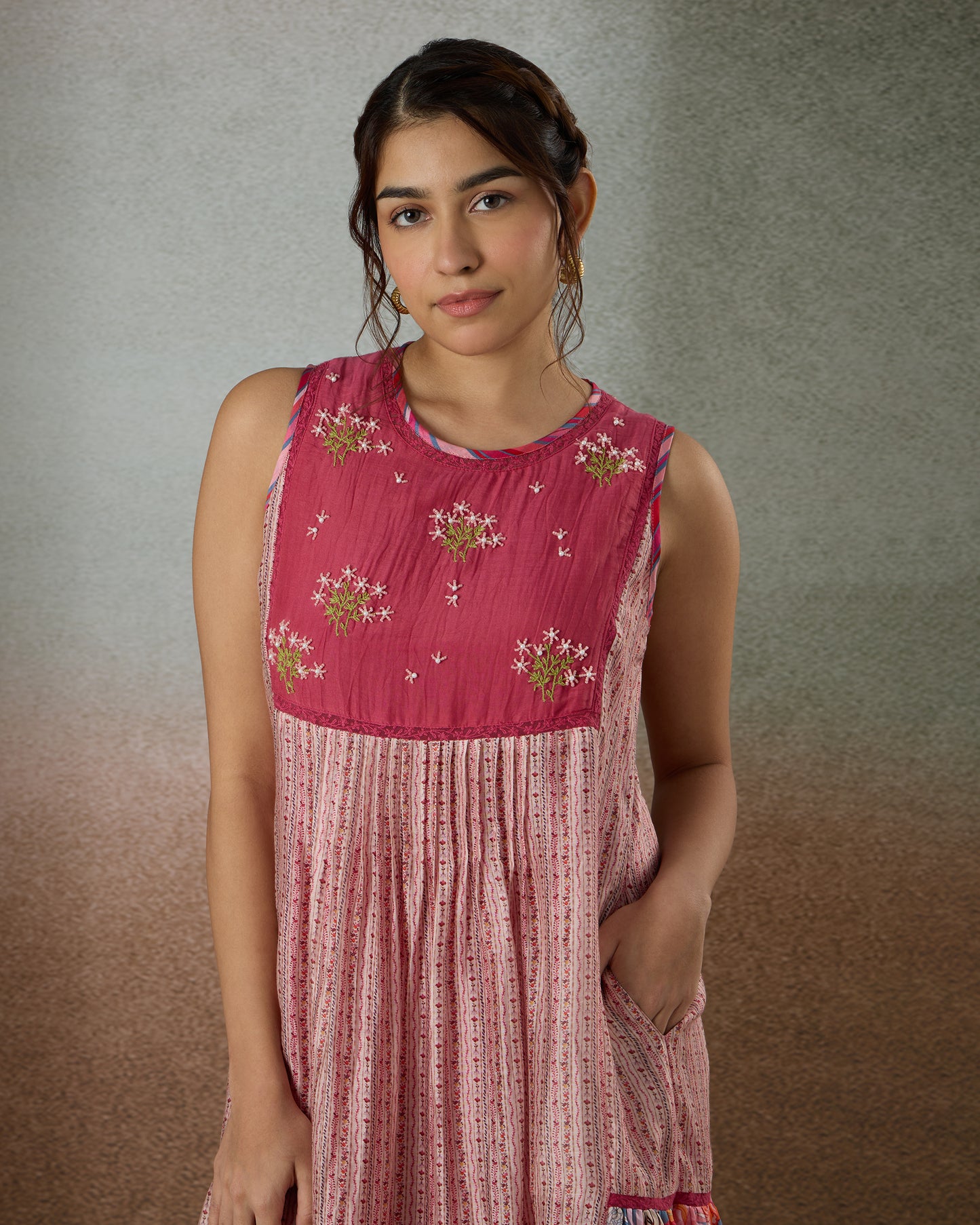 Watercolour Floral Stripe Dress - Heidi of the Hills Collection