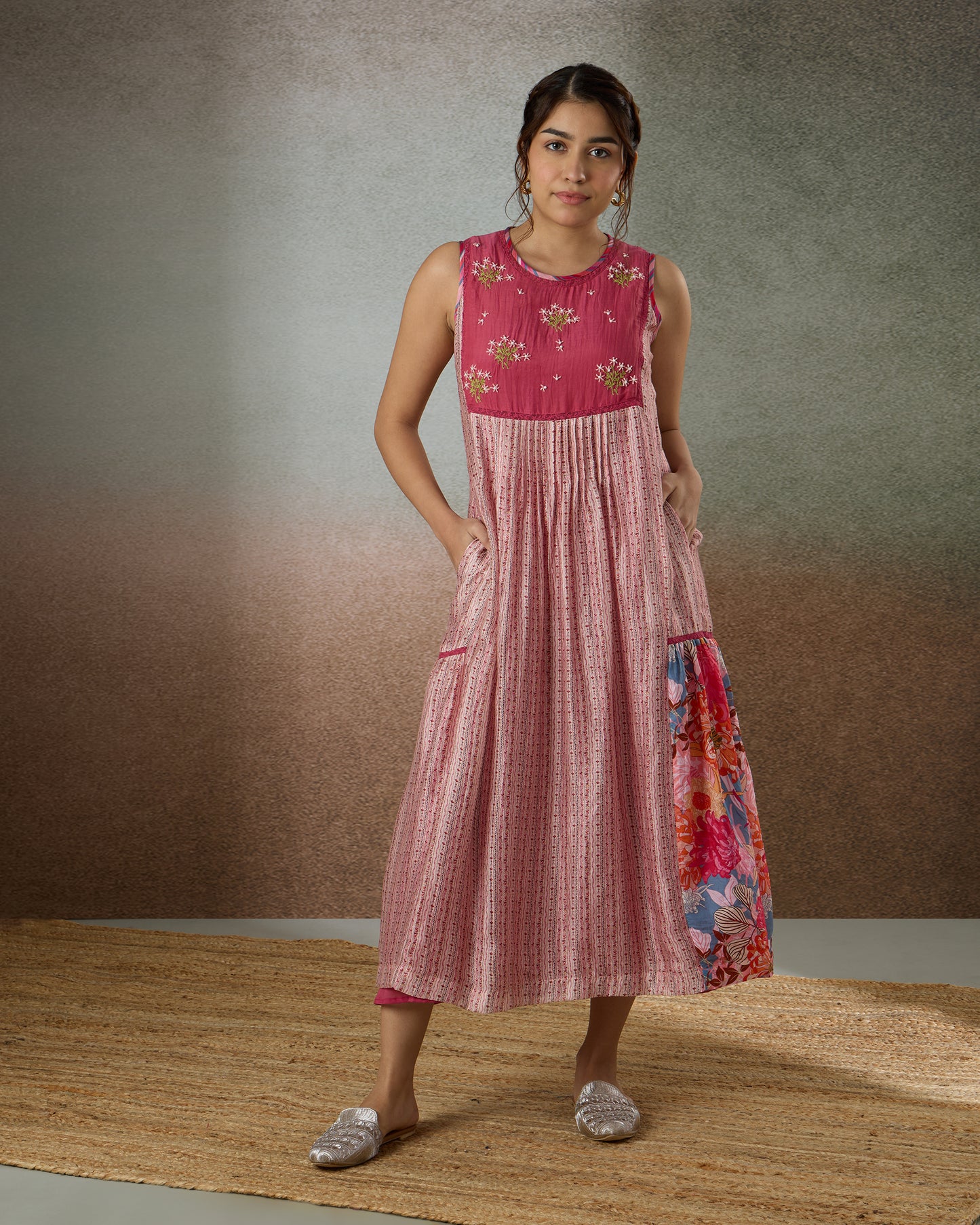Watercolour Floral Stripe Dress - Heidi of the Hills Collection