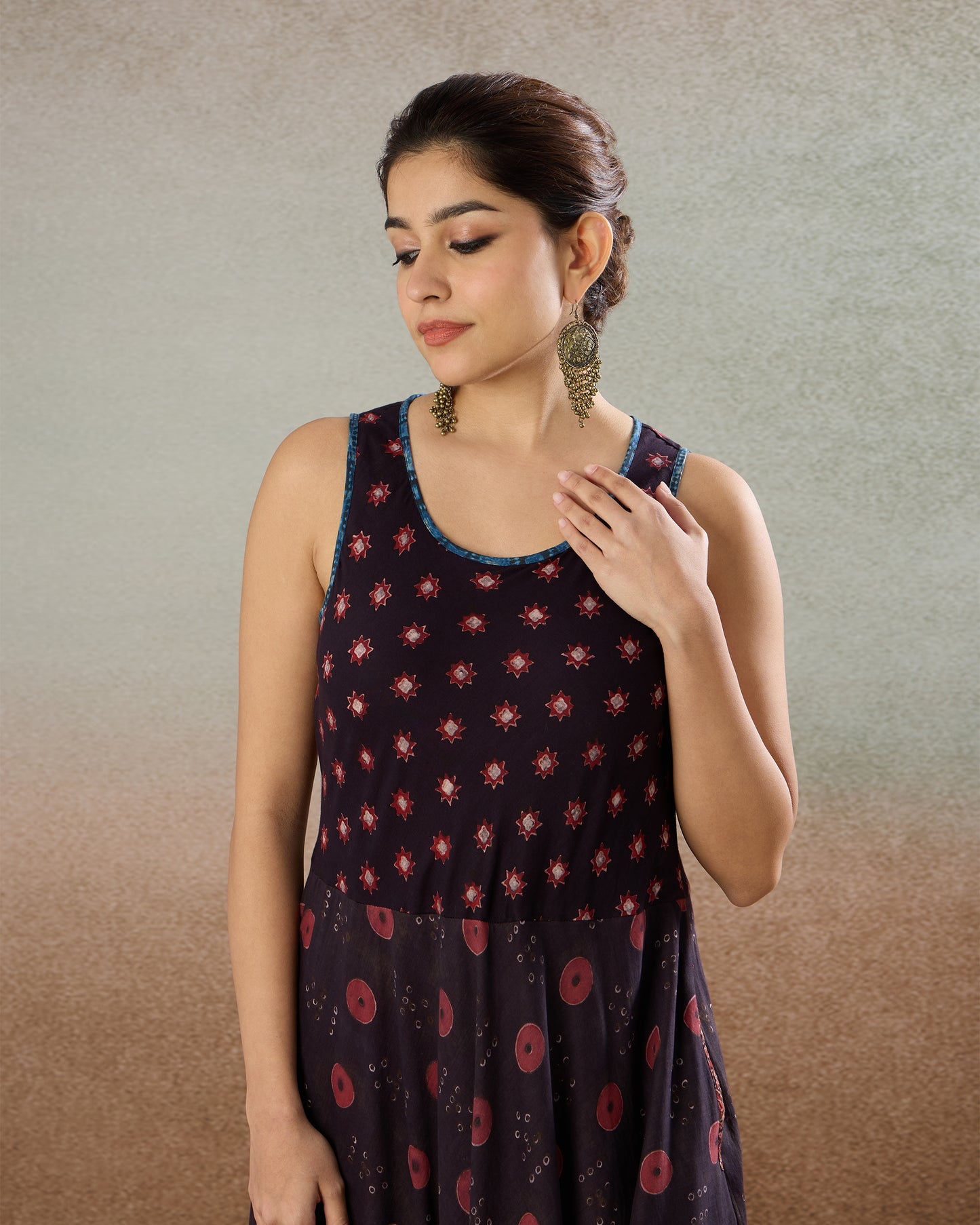 Burgundy Bias Long Dress - The Spice of Kutch Collection
