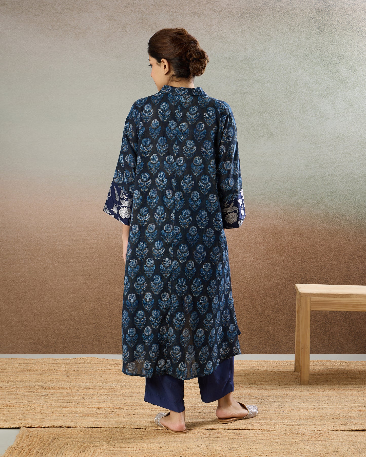 Indigo Dolmon Sleeve Tunic & Pants Set - The Spice of Kutch Collection