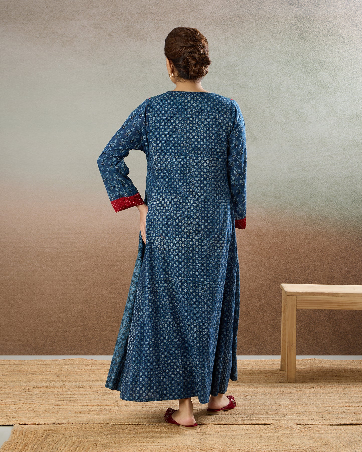 Indigo Embroidered Yoke Tunic & Pants Set - The Spice of Kutch Collection