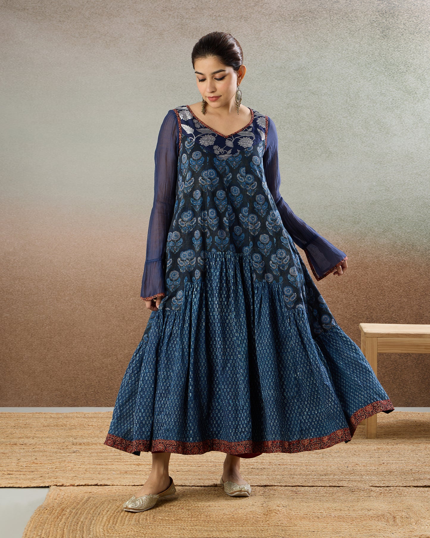 Indigo Gathered Tunic & Pants Set - The Spice of Kutch Collection
