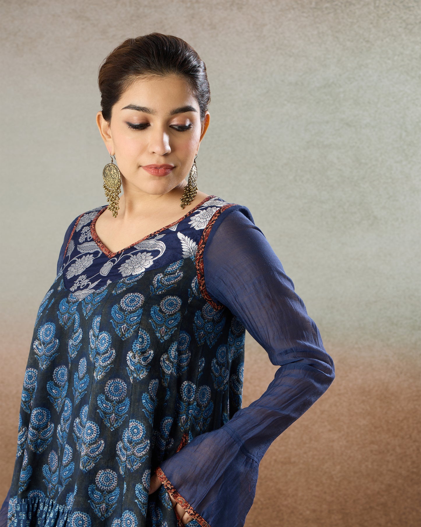Indigo Gathered Tunic & Pants Set - The Spice of Kutch Collection