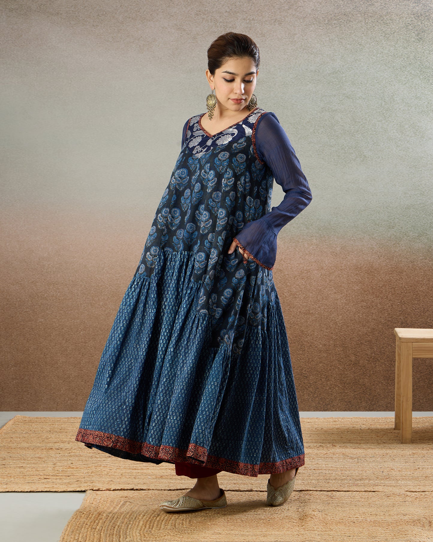 Indigo Gathered Tunic & Pants Set - The Spice of Kutch Collection