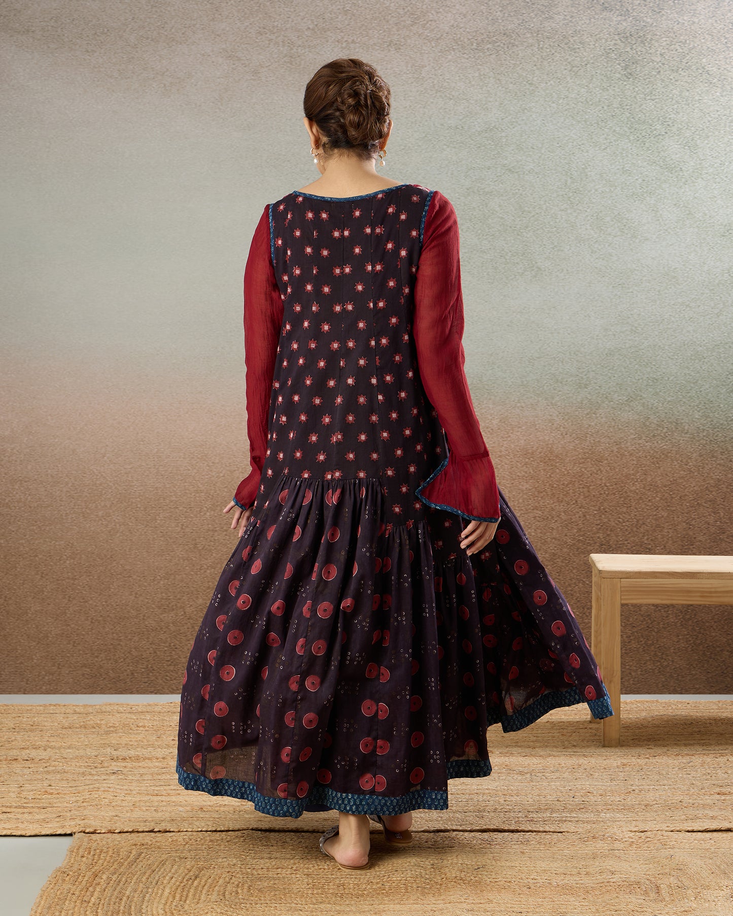 Burgundy Gathered Tunic & Pants Set - The Spice of Kutch Collection