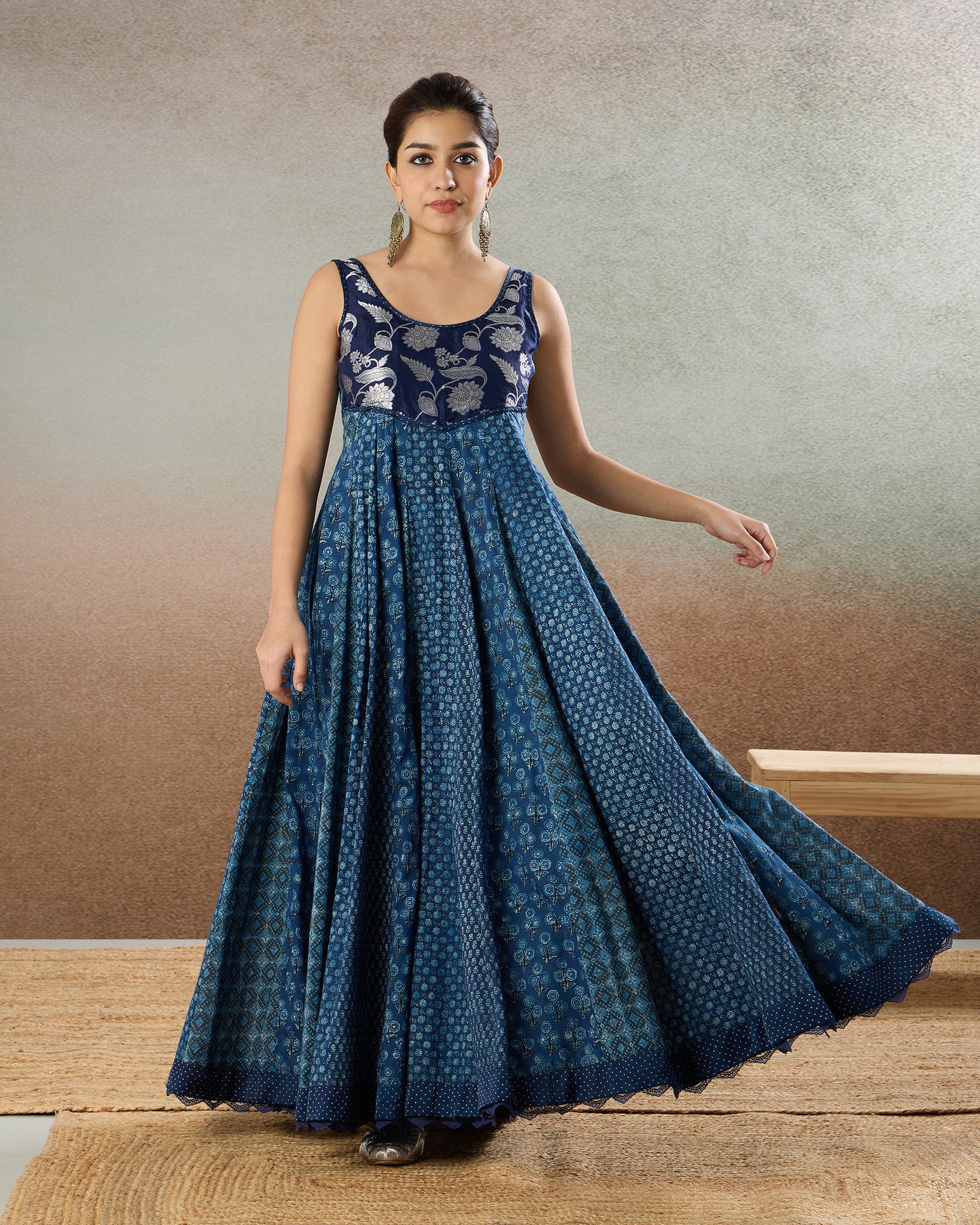 Indigo Smocked Dress - The Spice of Kutch Collection