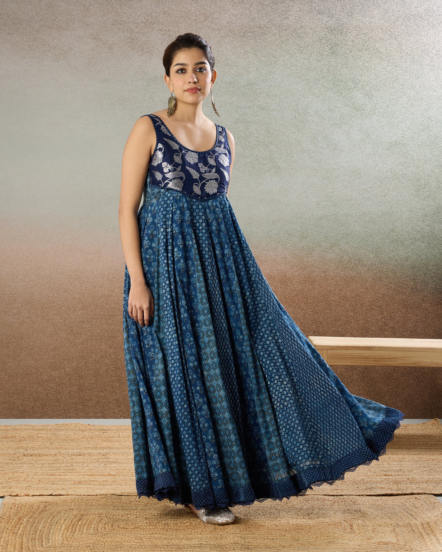 Indigo Smocked Dress - The Spice of Kutch Collection