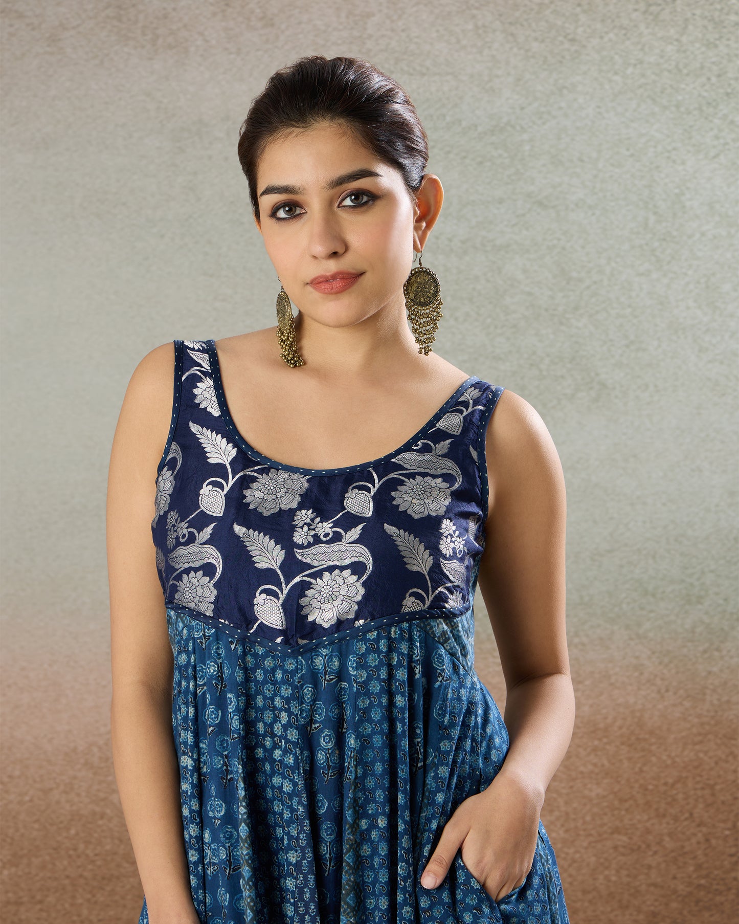 Indigo Smocked Dress - The Spice of Kutch Collection