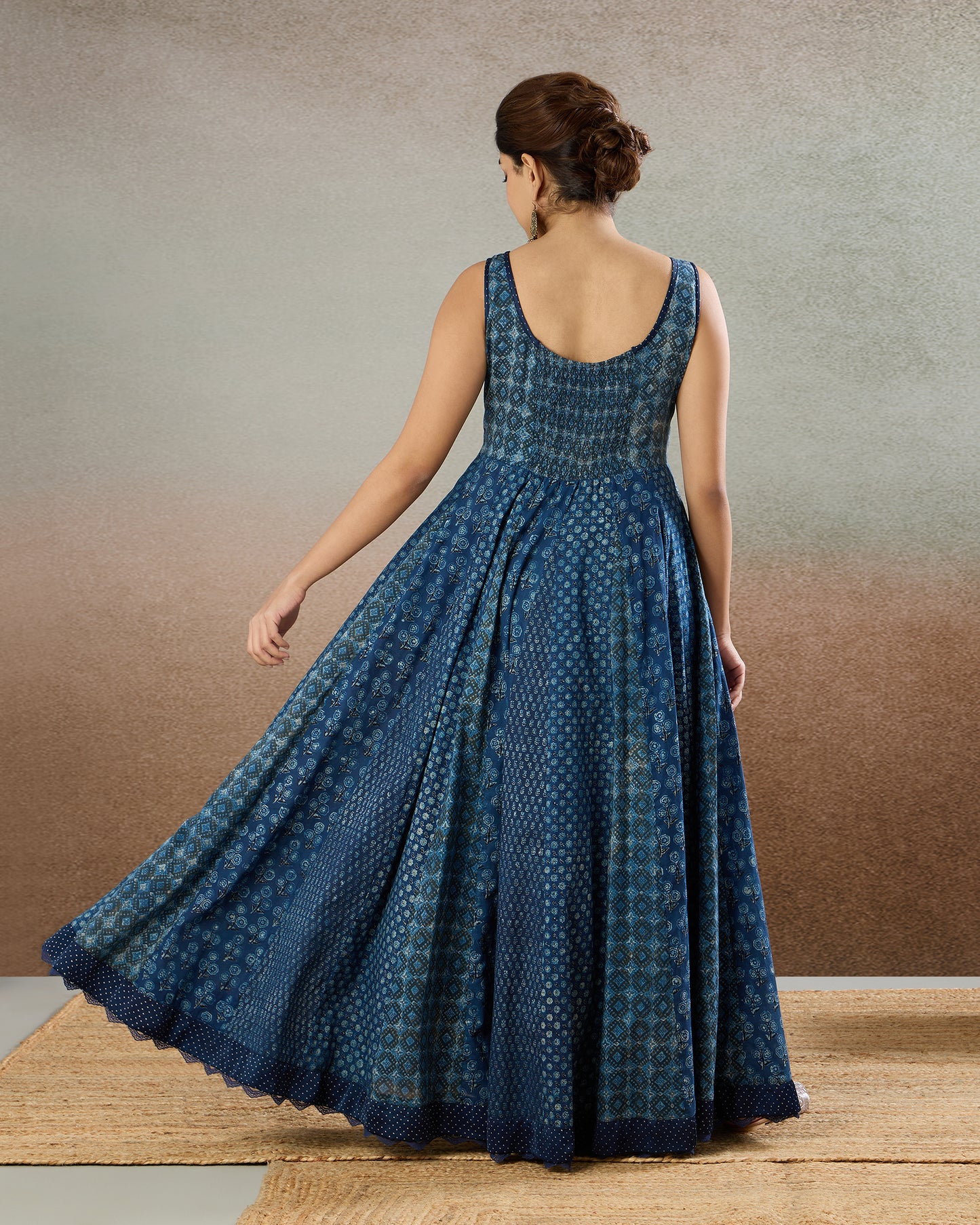 Indigo Smocked Dress - The Spice of Kutch Collection
