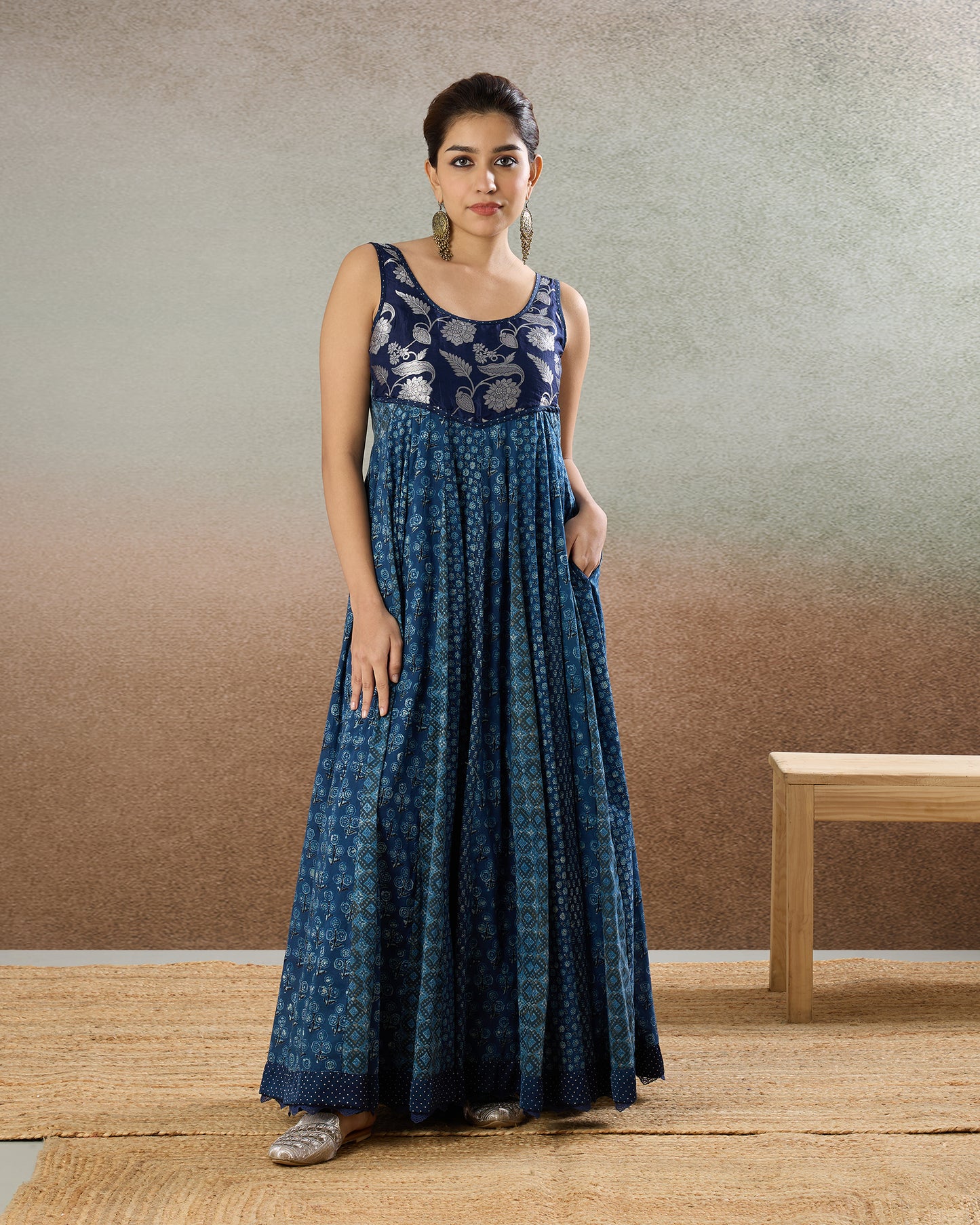 Indigo Smocked Dress - The Spice of Kutch Collection