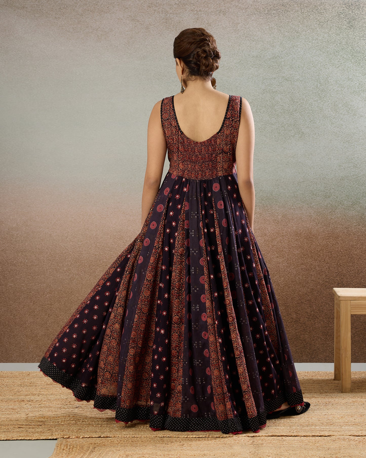 Burgundy Smocked Dress - The Spice of Kutch Collection