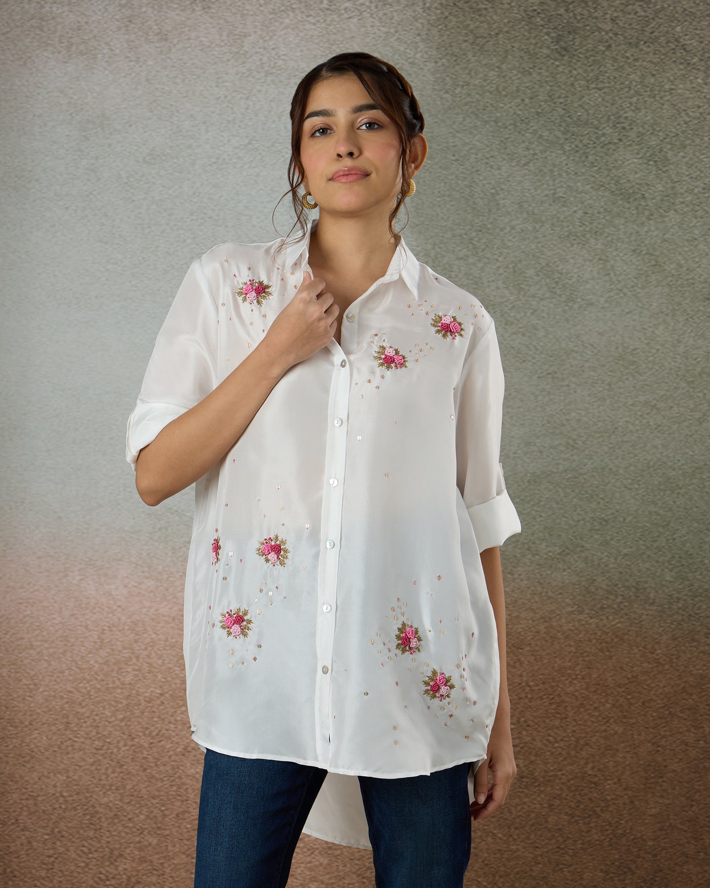 Pearl White Oversized Shirt - Heidi of the Hills Collection